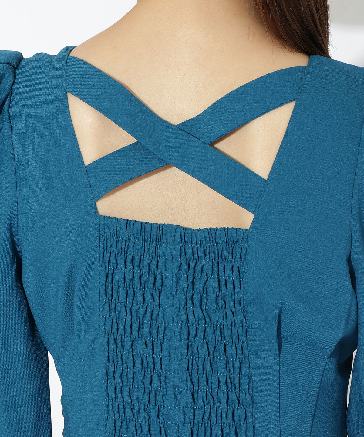 アンドクチュール「ウエストタックバックシャン長袖ワンピース」|ワンピース|