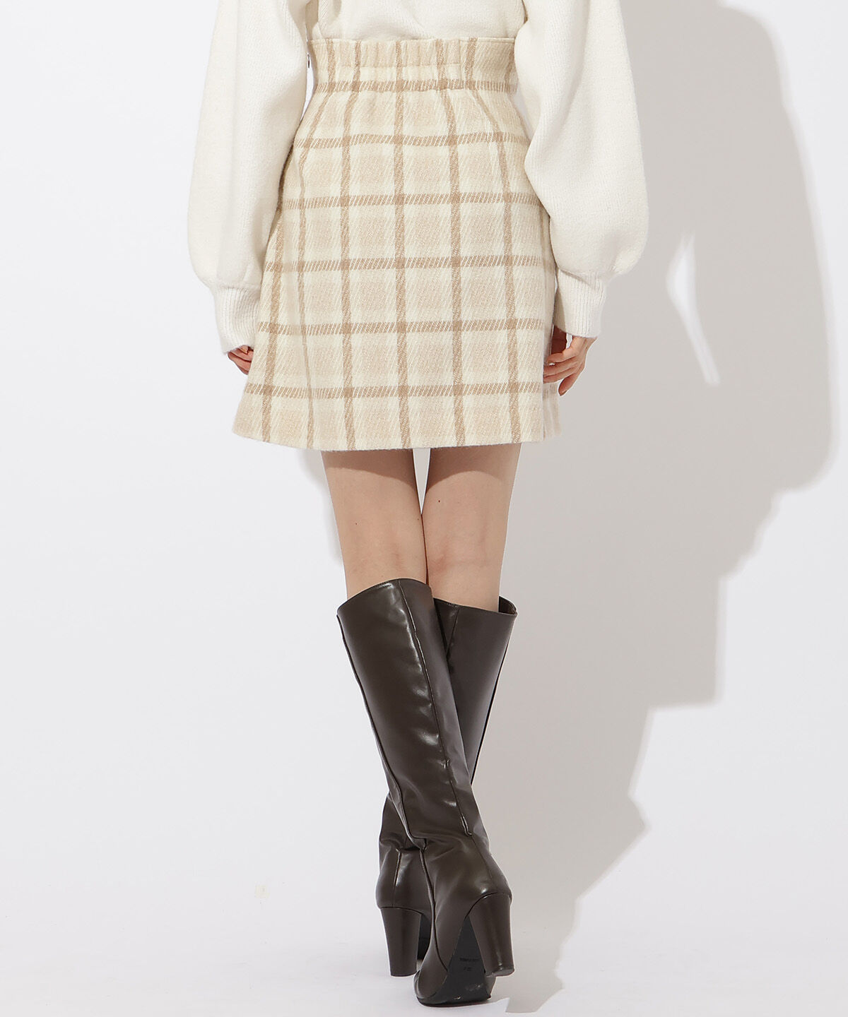 アンドクチュール「ウールシャギーチェックミニスカート」|台形|