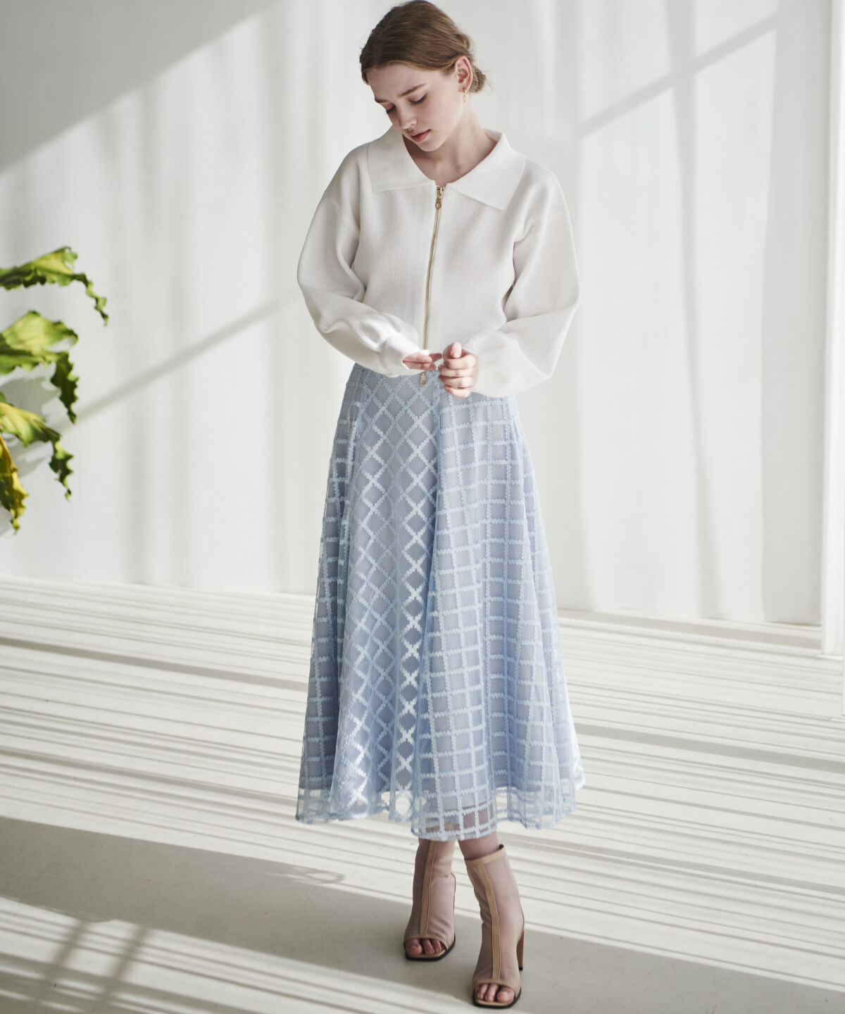 アンドクチュール「ダブルジップ片畦ニットブルゾン」|カーディガン|