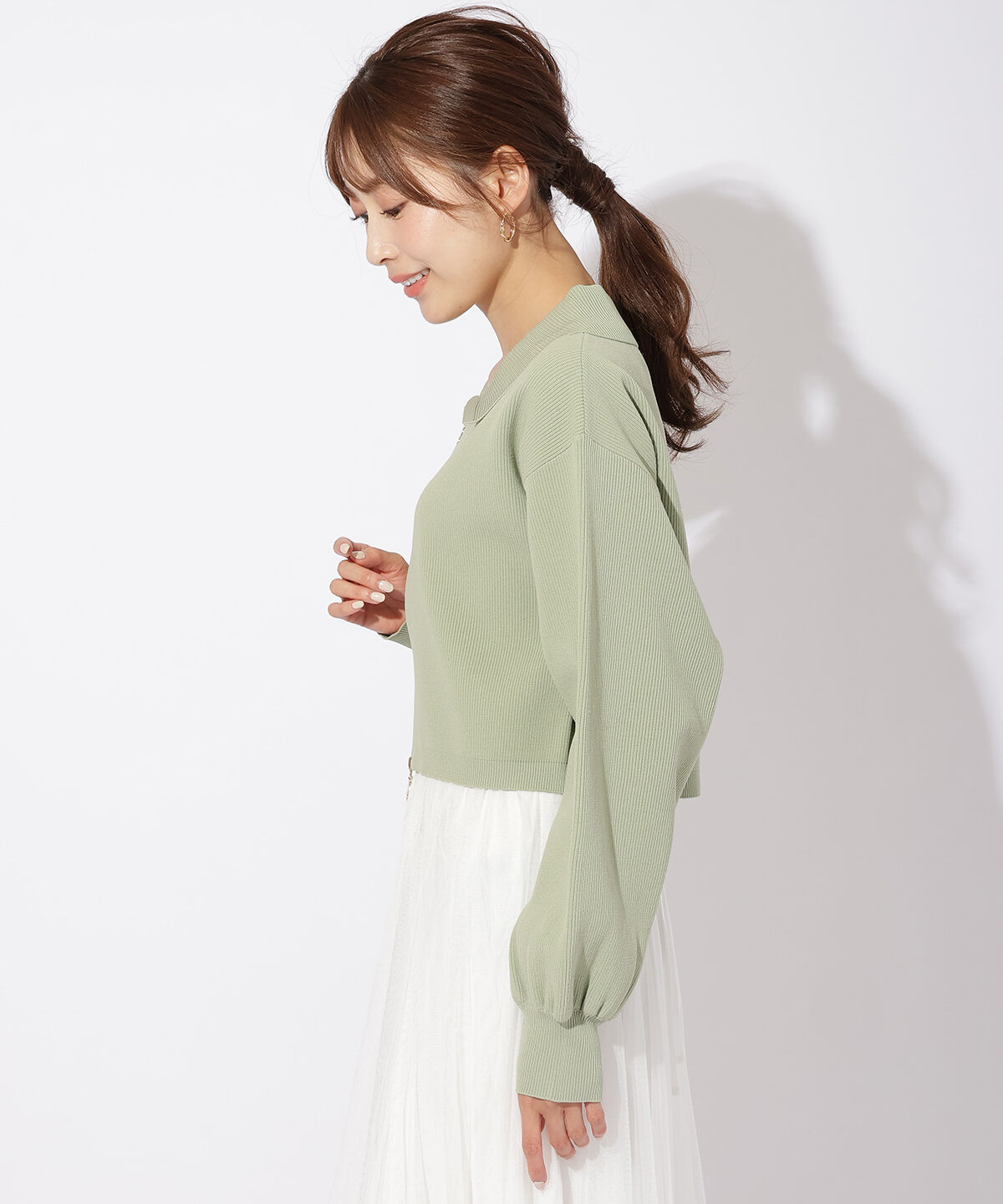 アンドクチュール「ダブルジップ片畦ニットブルゾン」|カーディガン|