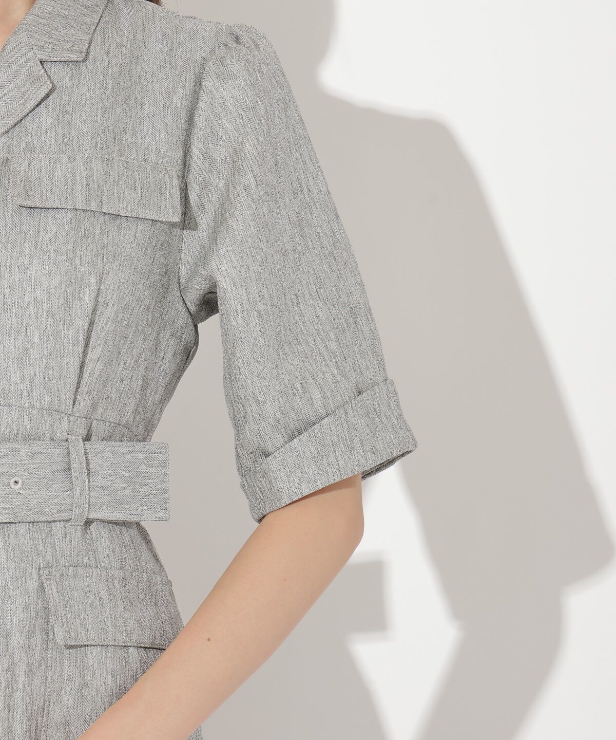 アンドクチュール「5分袖カーゴシャツワンピース」|ワンピース|