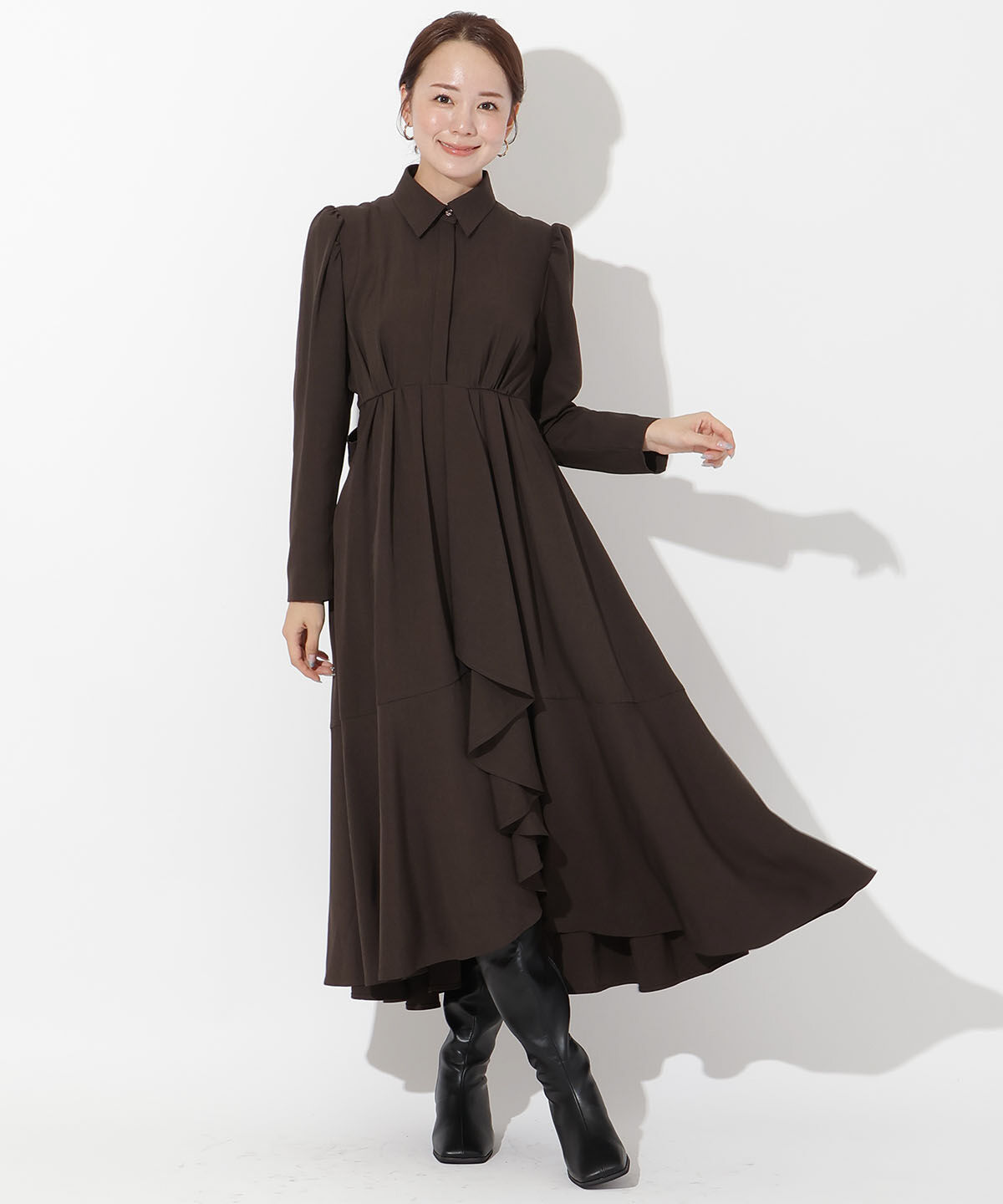 アンドクチュール「アシメラッフルフリルバックリボンワンピース」|ワンピース|