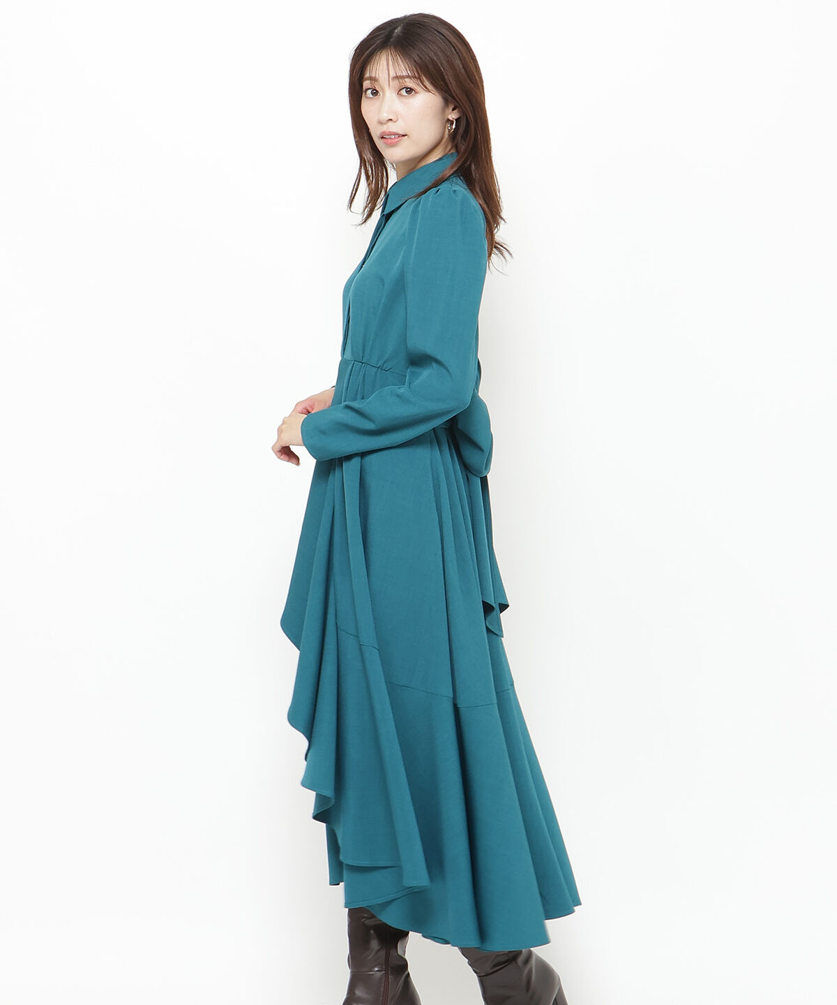 アンドクチュール「アシメラッフルフリルバックリボンワンピース」|ワンピース|