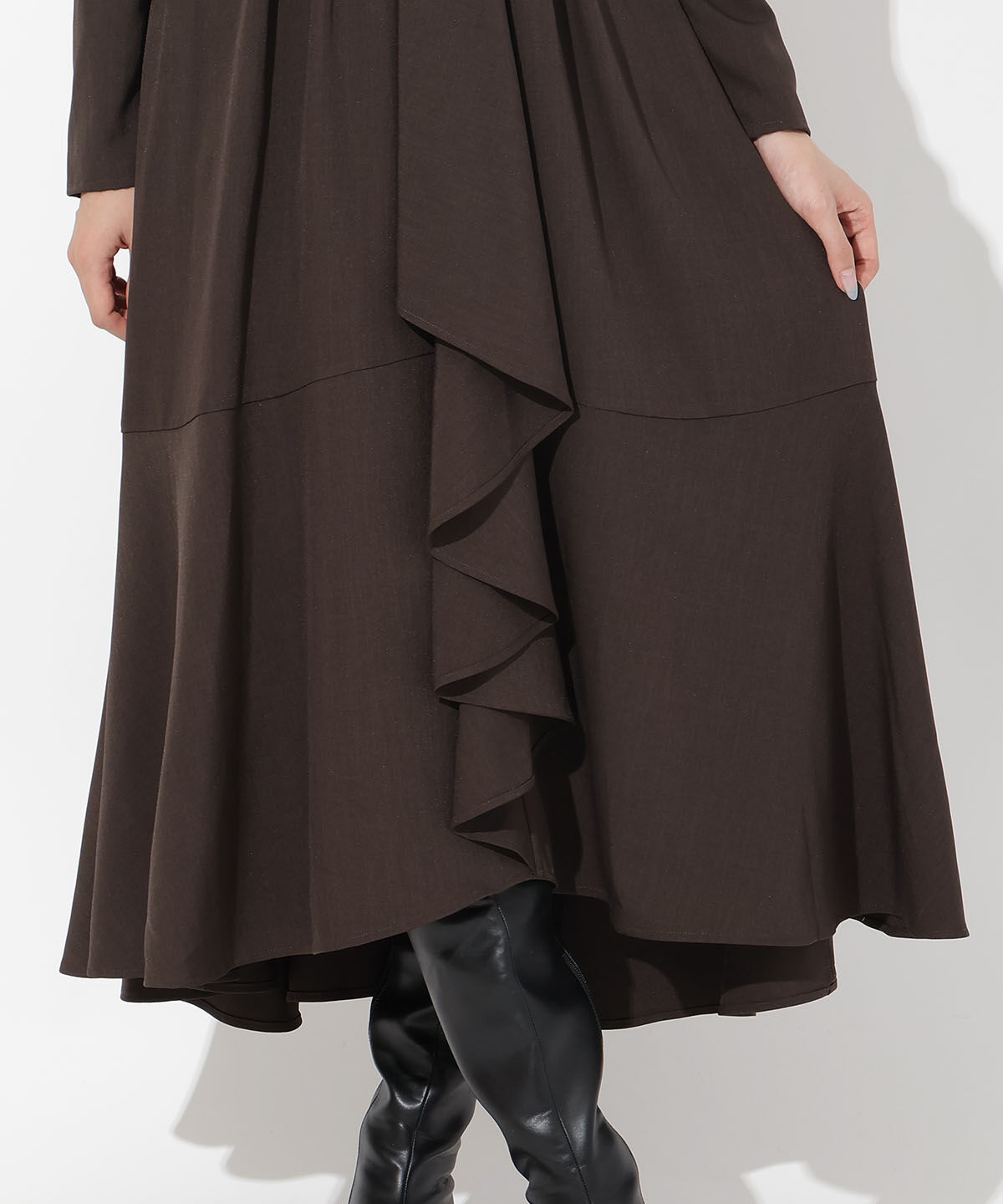 アンドクチュール「アシメラッフルフリルバックリボンワンピース」|ワンピース|