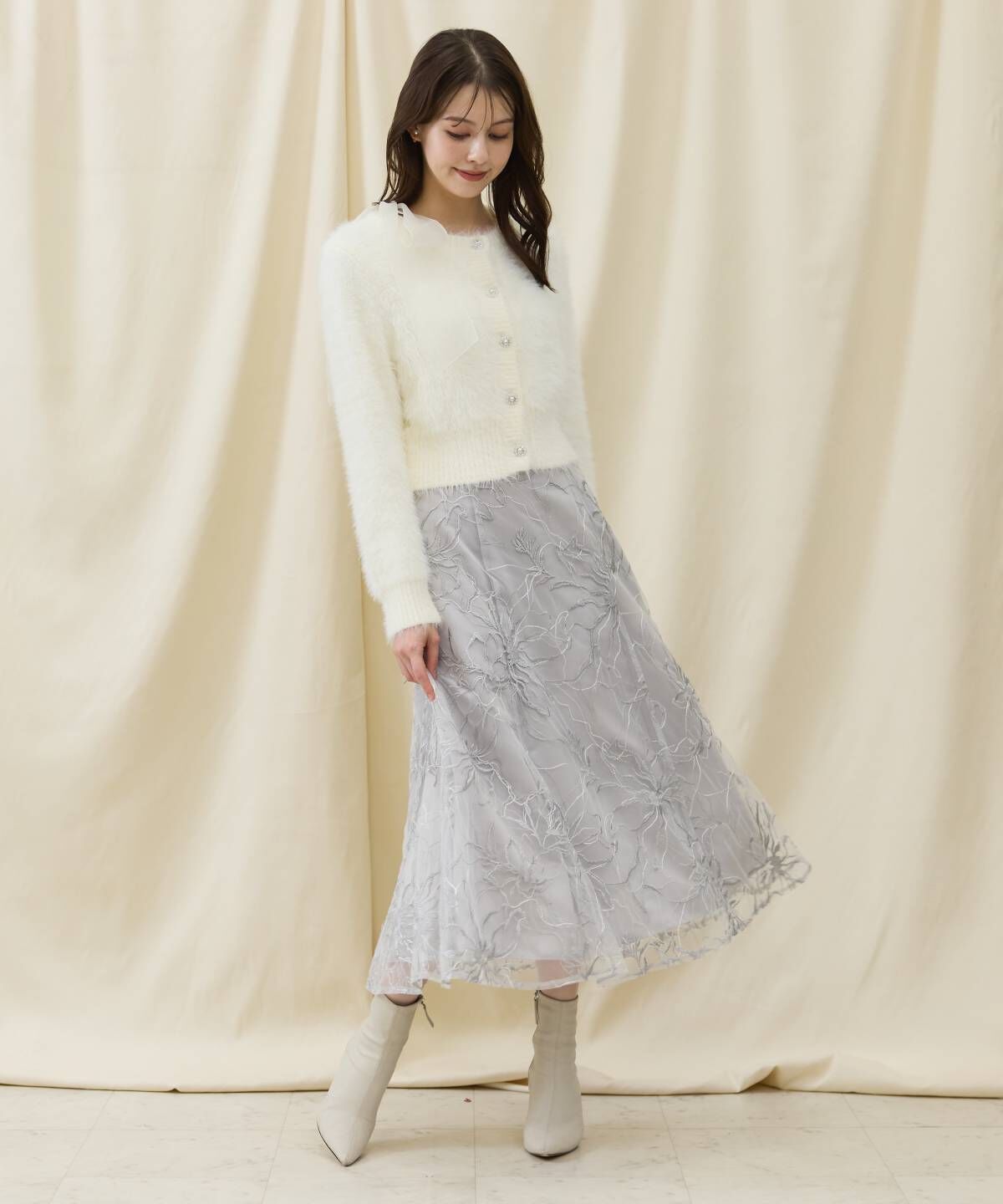 アンドクチュール「エンブロイダリーチュールスカート」|フレア|