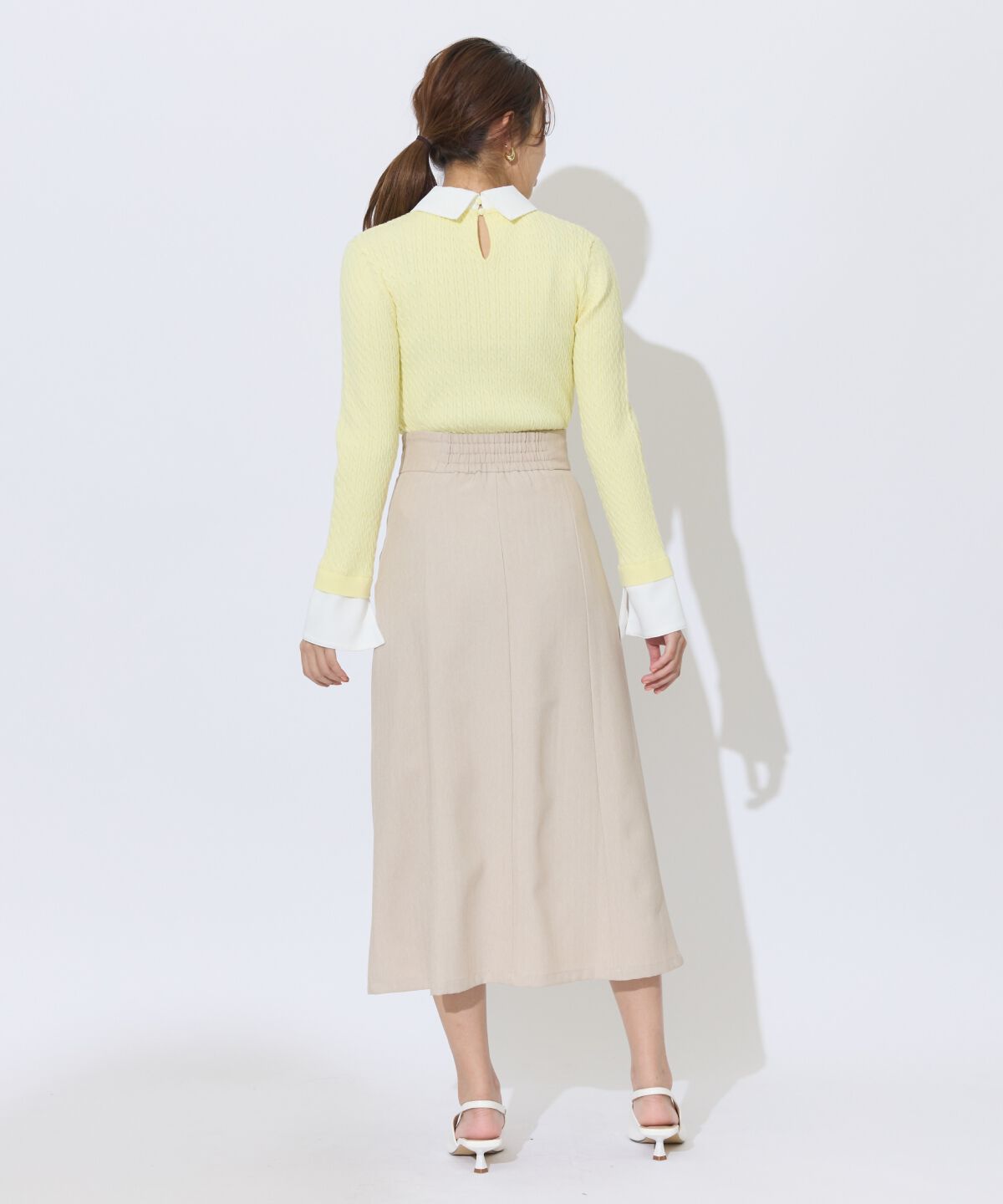 アンドクチュール「サイドレースアップリボンスリットスカート」|タイト|