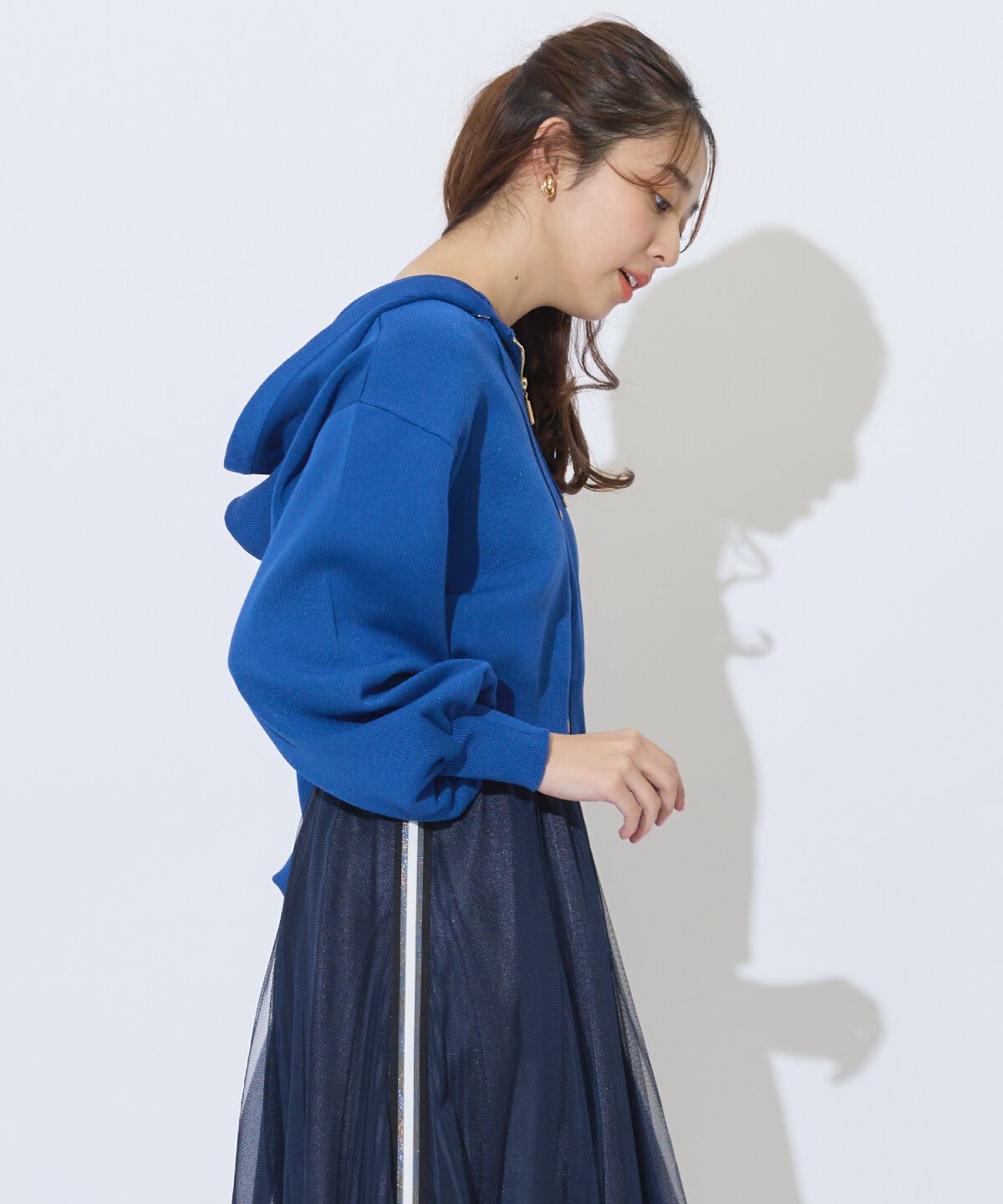 アンドクチュール「クロップドニットフーディー」|パーカー|