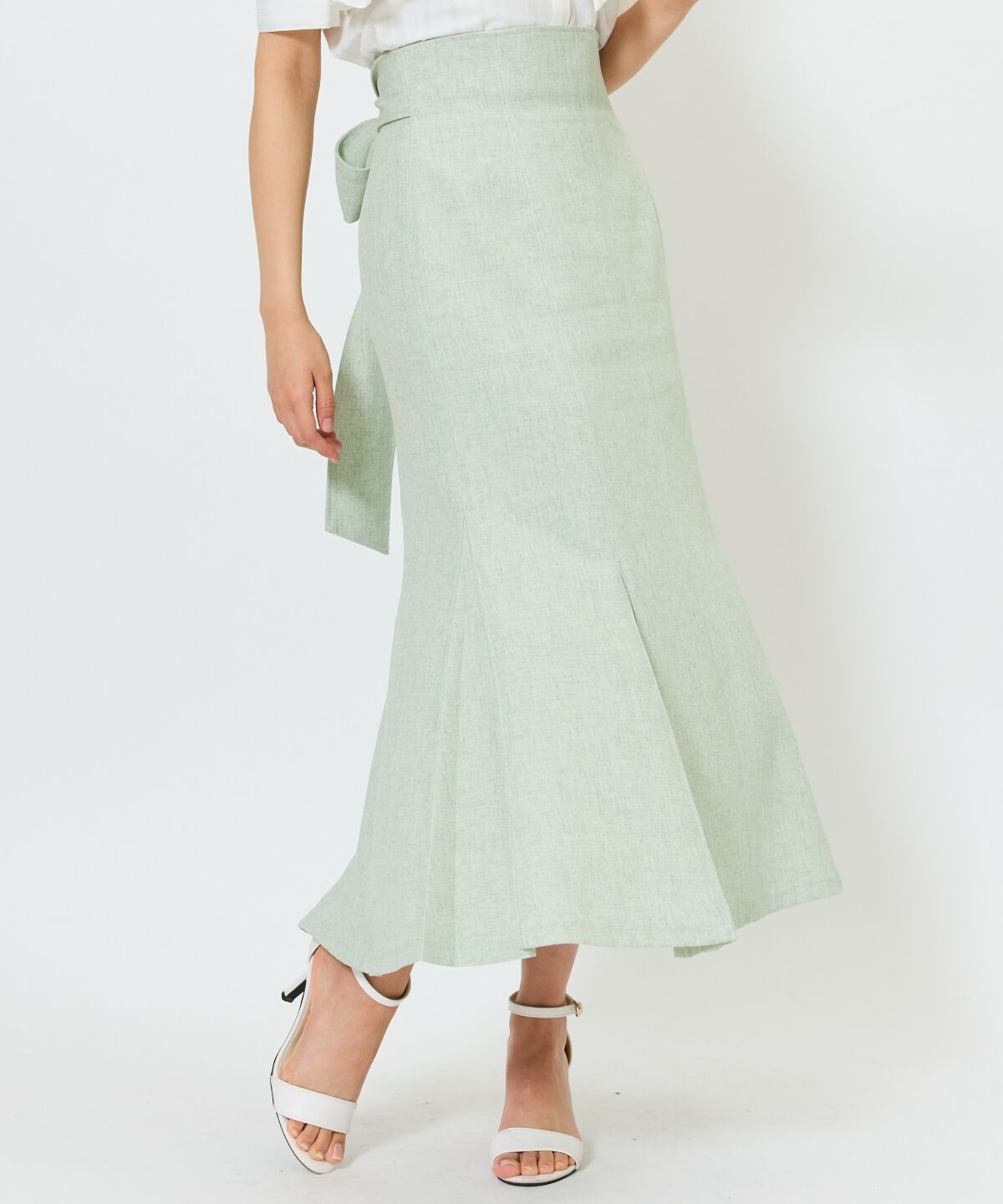 アンドクチュール「バックリボンマーメイドスカート」|フレア|ミント