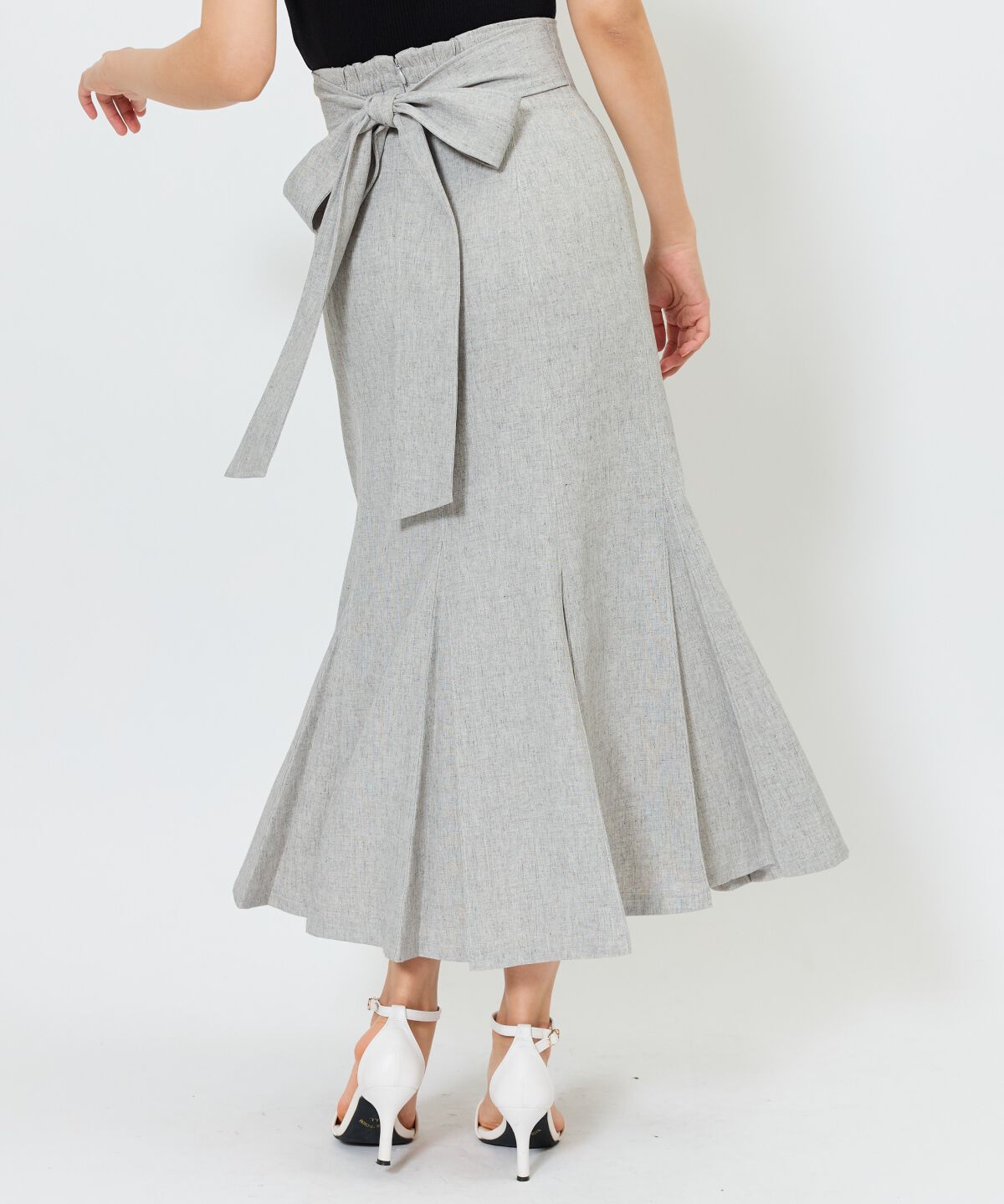 アンドクチュール「バックリボンマーメイドスカート」|フレア|グレー