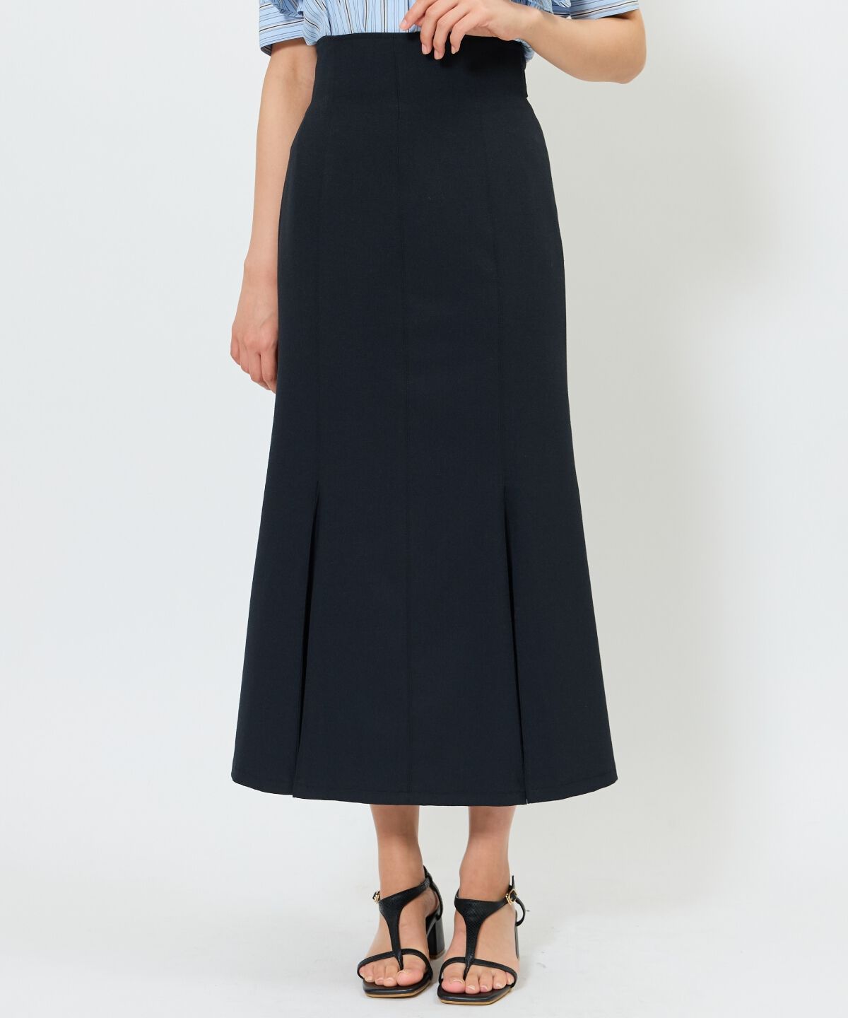 アンドクチュール「バックリボンマーメイドスカート」|フレア|ネイビー