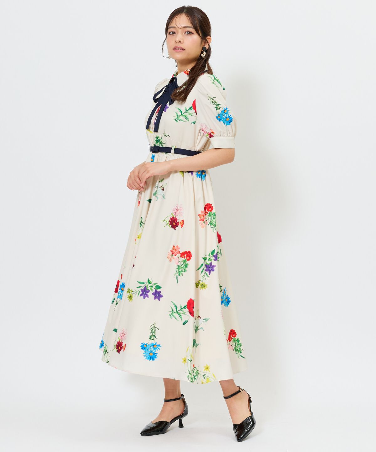 アンドクチュール「ボタニカルフラワーワンピース」|ワンピース|ﾍﾞｰｼﾞｭ系花柄