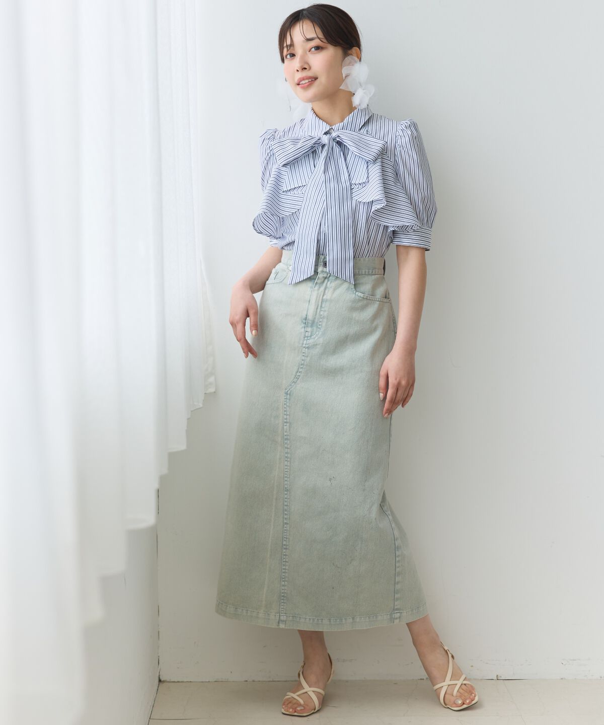 アンドクチュール「ウォッシュドカラーデニムスカート」|スカート|