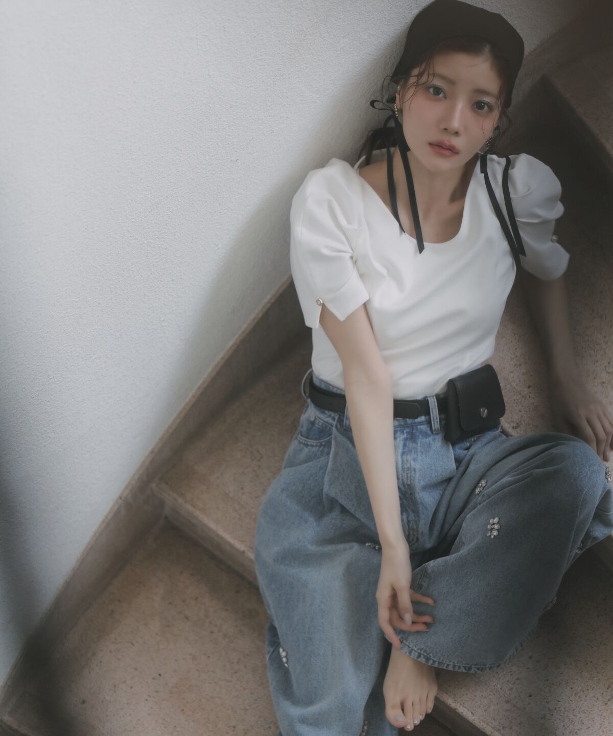 アンドクチュール「パワーショルダービジュープルオーバー」|Tシャツ・カットソー|