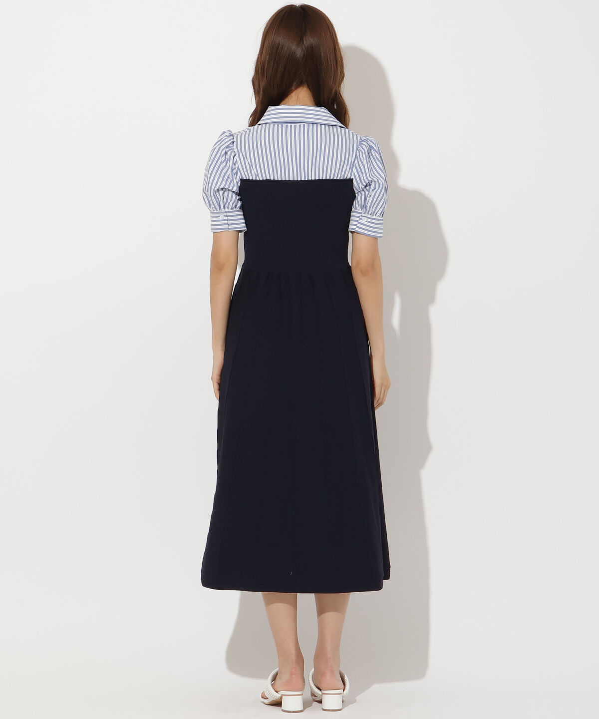 アンドクチュール「シャツドッキング配色ワンピース」|ワンピース|