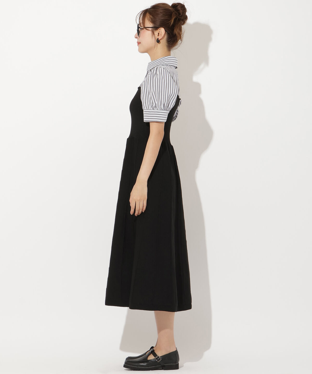 アンドクチュール「シャツドッキング配色ワンピース」|ワンピース|