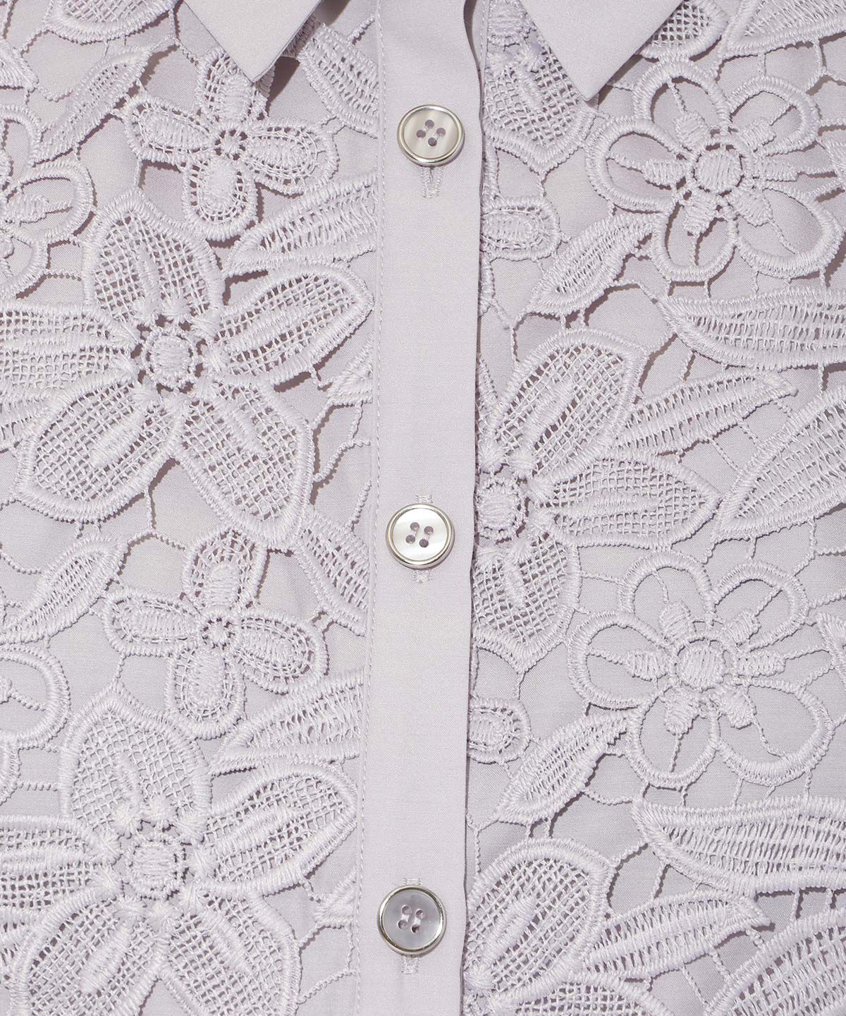 アンドクチュール「肩フリル刺繍シャツ」|シャツ・ブラウス|