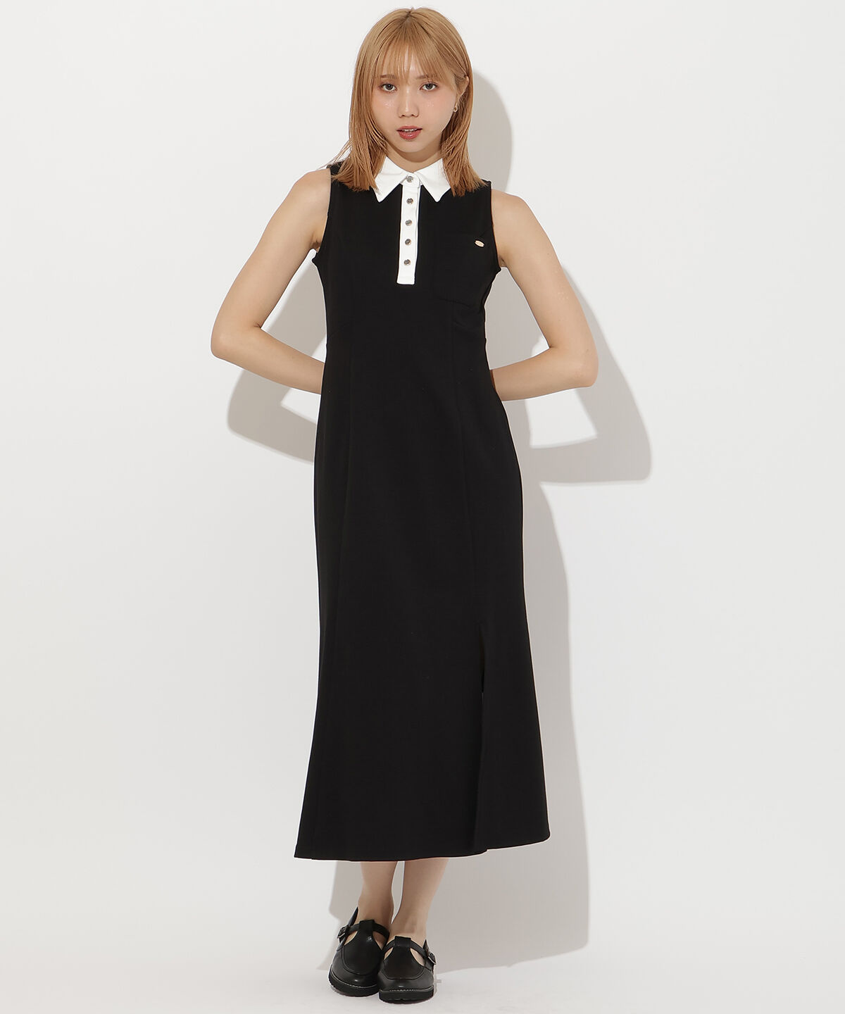 アンドクチュール「配色ポロ襟ワンピース」|ワンピース|