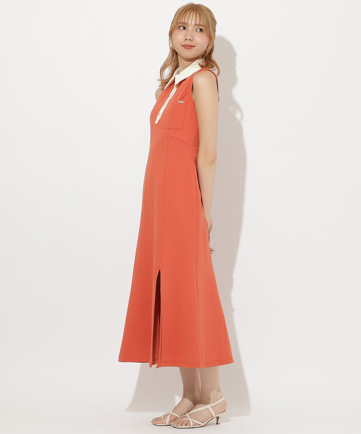 アンドクチュール「配色ポロ襟ワンピース」|ワンピース|