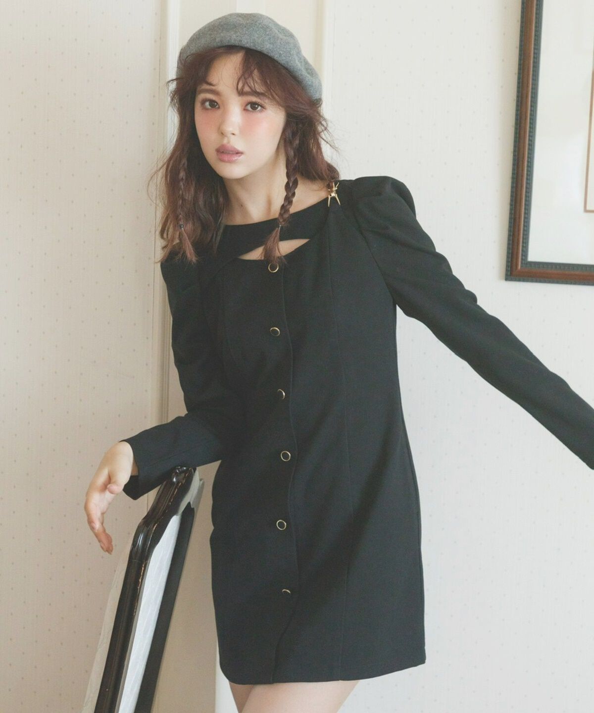 REDYAZEL「デコルテデザインパワショルミニワンピース」|ワンピース|