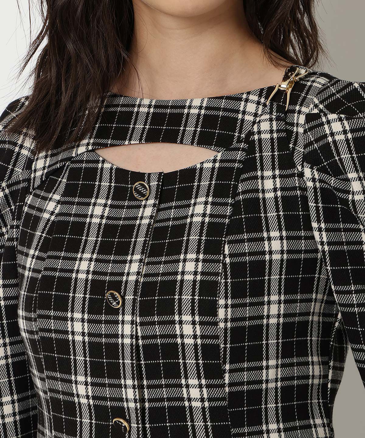 REDYAZEL「デコルテデザインパワショルミニワンピース」|ワンピース|