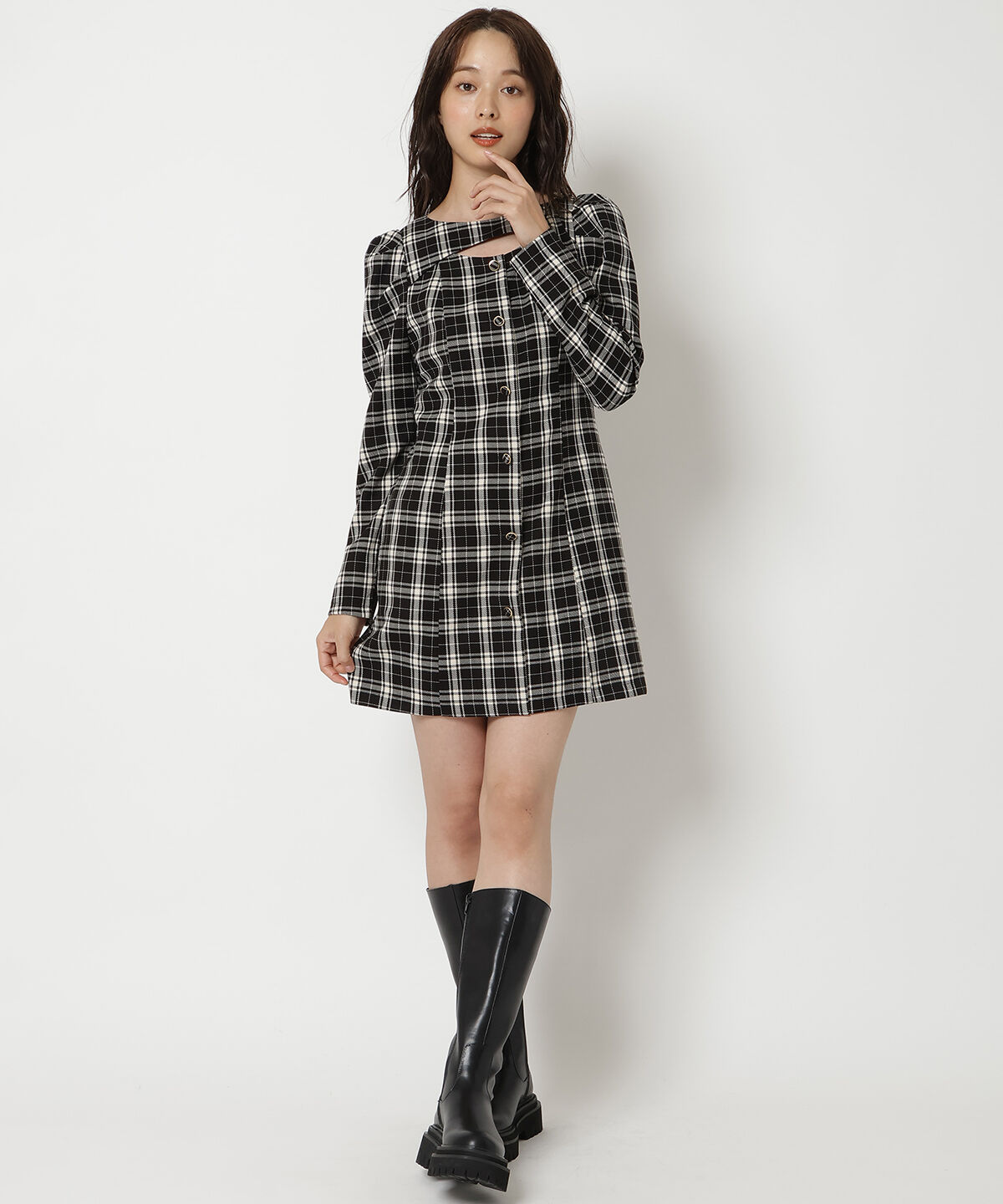 REDYAZEL「デコルテデザインパワショルミニワンピース」|ワンピース|