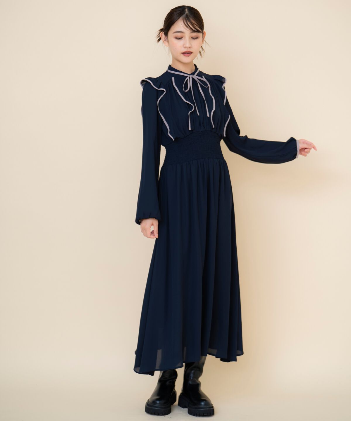 REDYAZEL「バイカラーフリルワンピース」|ワンピース|