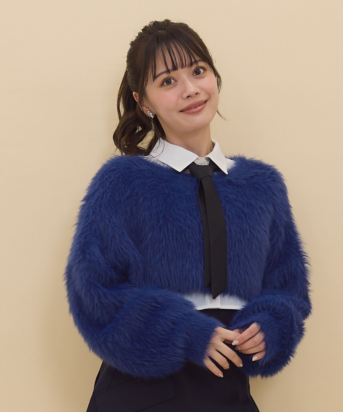 REDYAZEL「シャギーニット＆ネクタイシャツセット」|ニット・セーター|