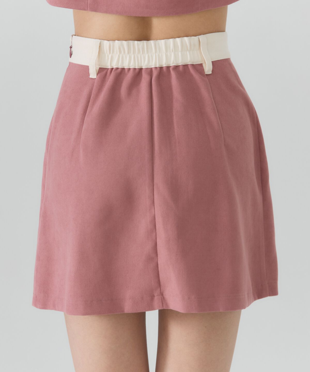 REDYAZEL「ダブルボタンバイカラーミニスカート」|フレア|