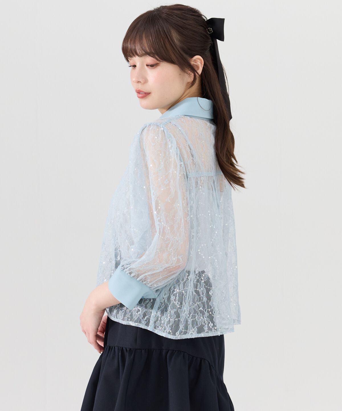 REDYAZEL「ラメスパンコールシアーレースシャツ」|シャツ・ブラウス|