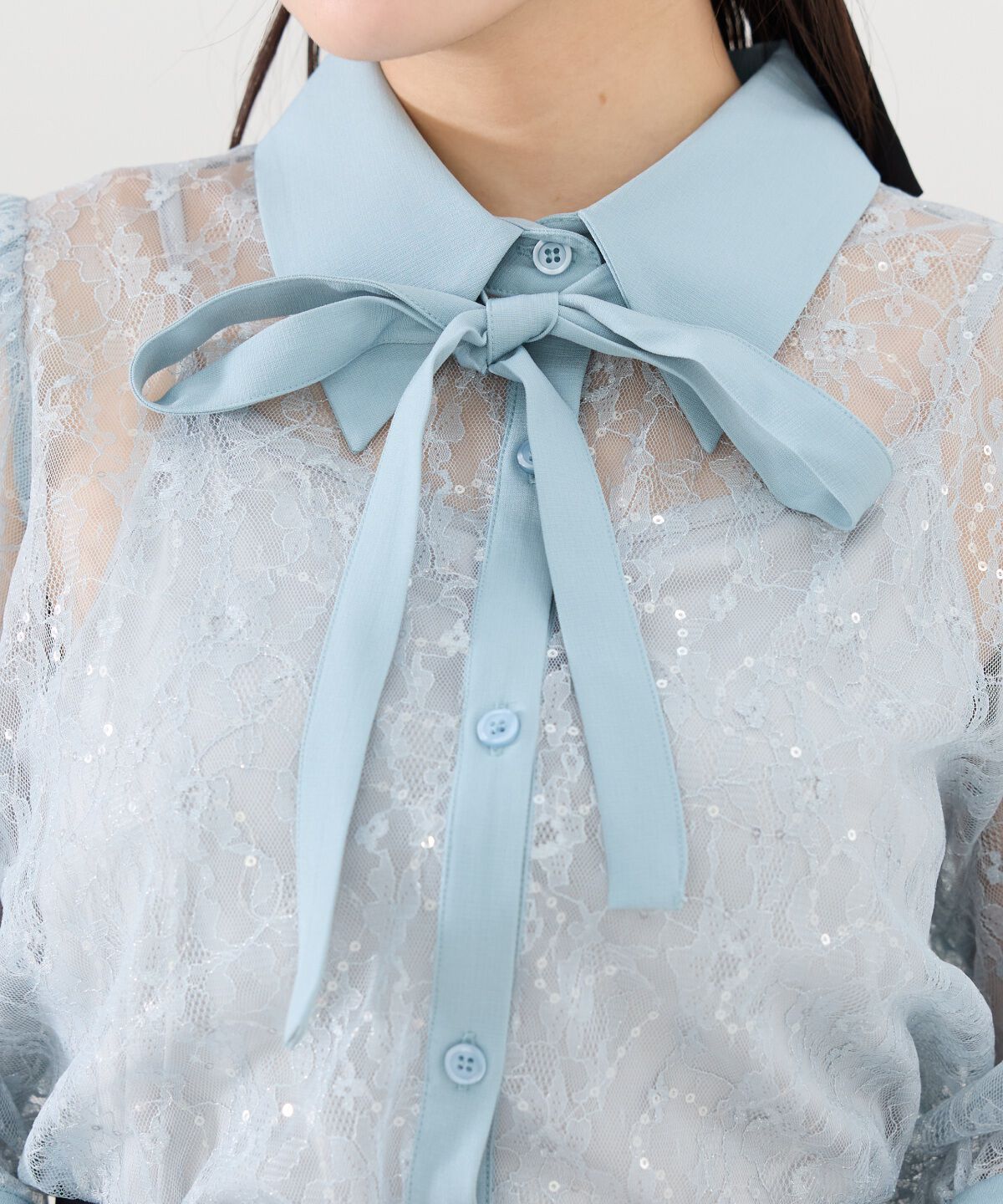 REDYAZEL「ラメスパンコールシアーレースシャツ」|シャツ・ブラウス|