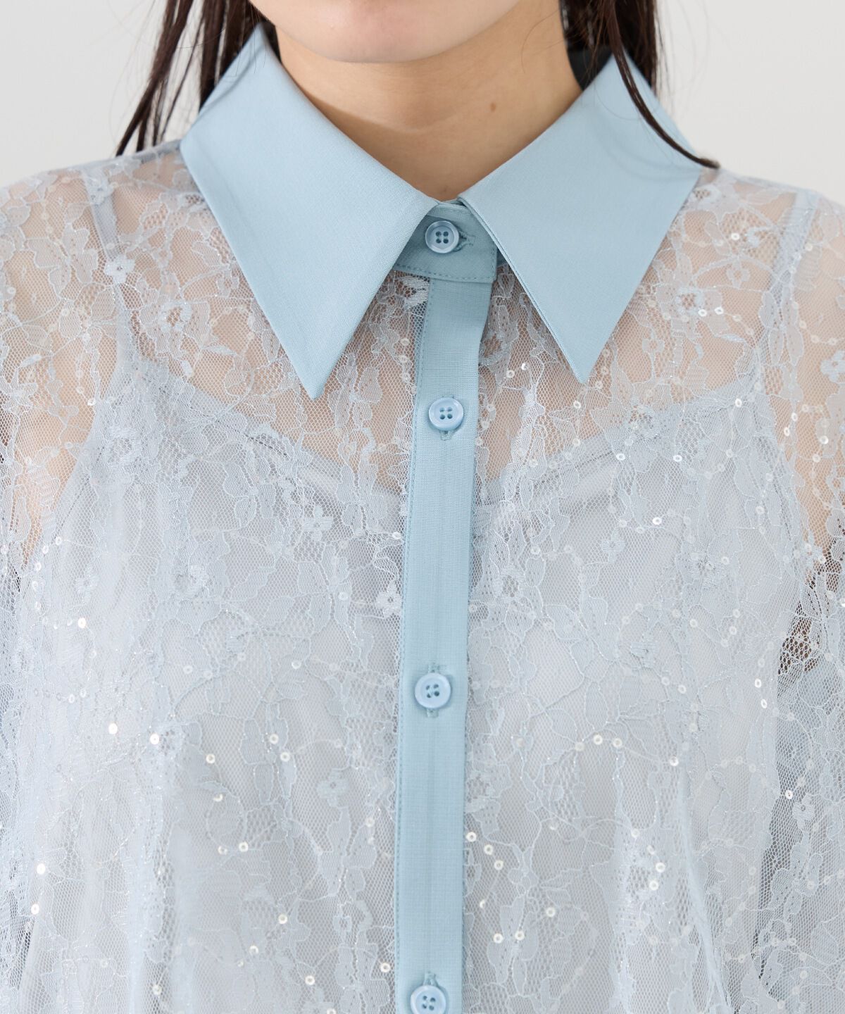 REDYAZEL「ラメスパンコールシアーレースシャツ」|シャツ・ブラウス|
