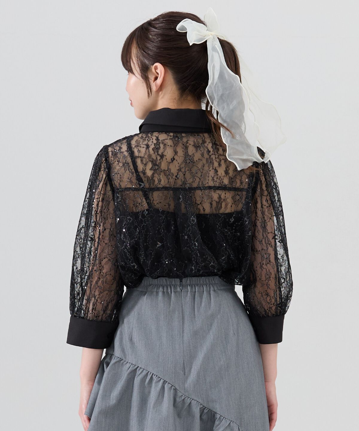 REDYAZEL「ラメスパンコールシアーレースシャツ」|シャツ・ブラウス|