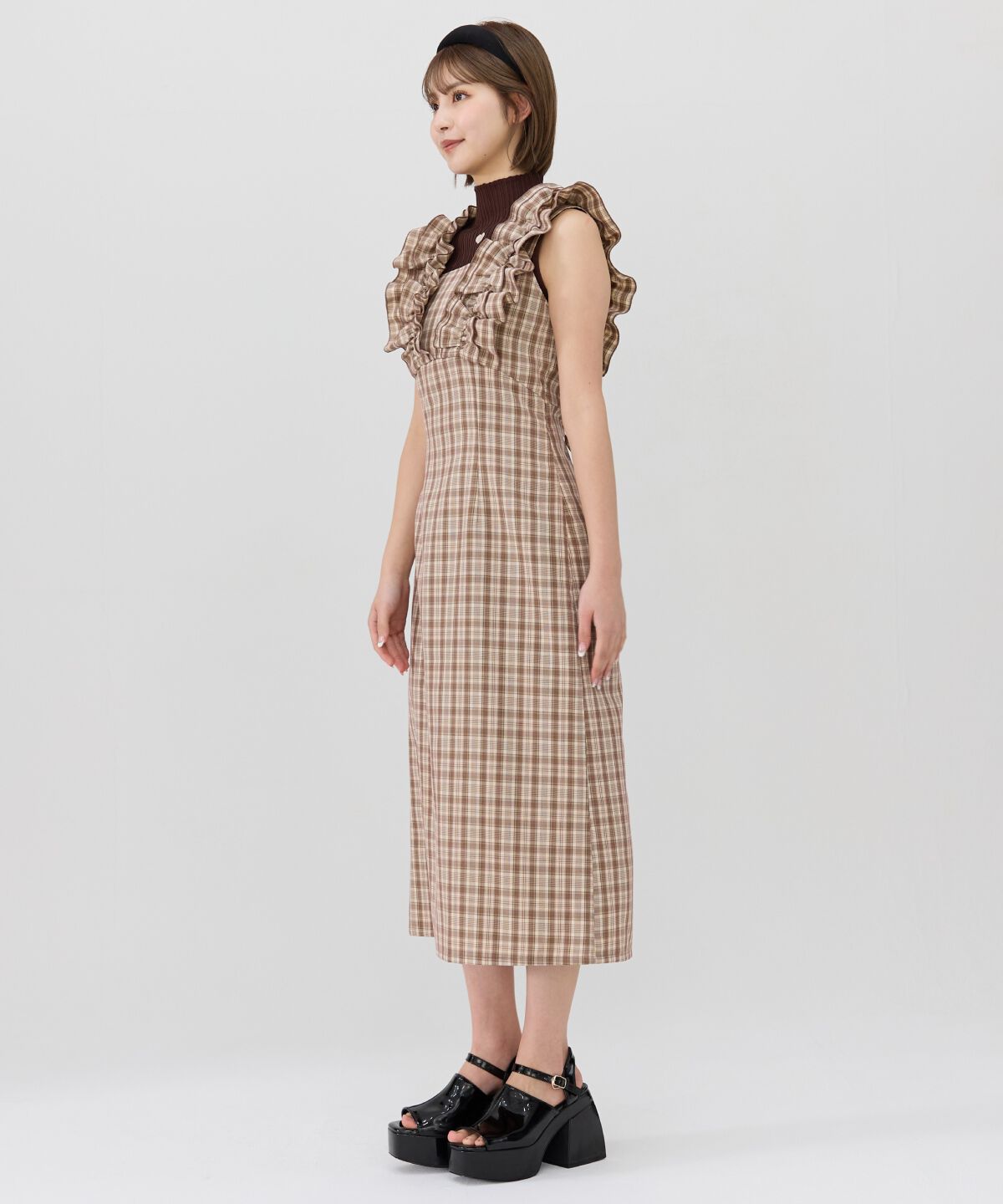 REDYAZEL「2wayフリルショルダーチェックワンピース」|ワンピース|