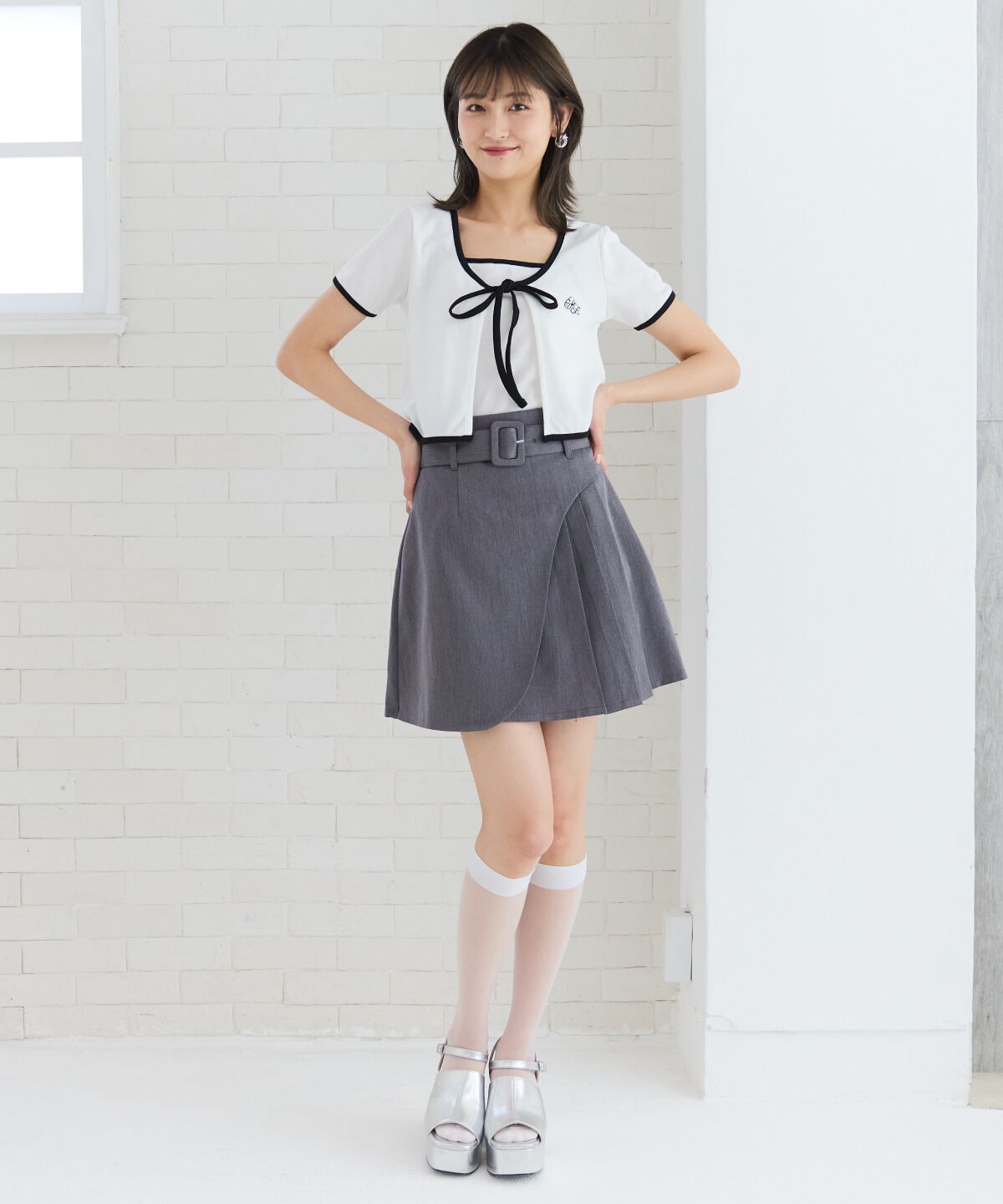 REDYAZEL「バイカラーパイピングカーディガン＆キャミソールセット」|カーディガン|