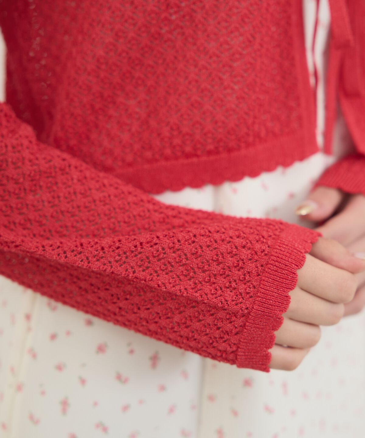 REDYAZEL「クロシェライクWリボンカーディガン」|カーディガン|