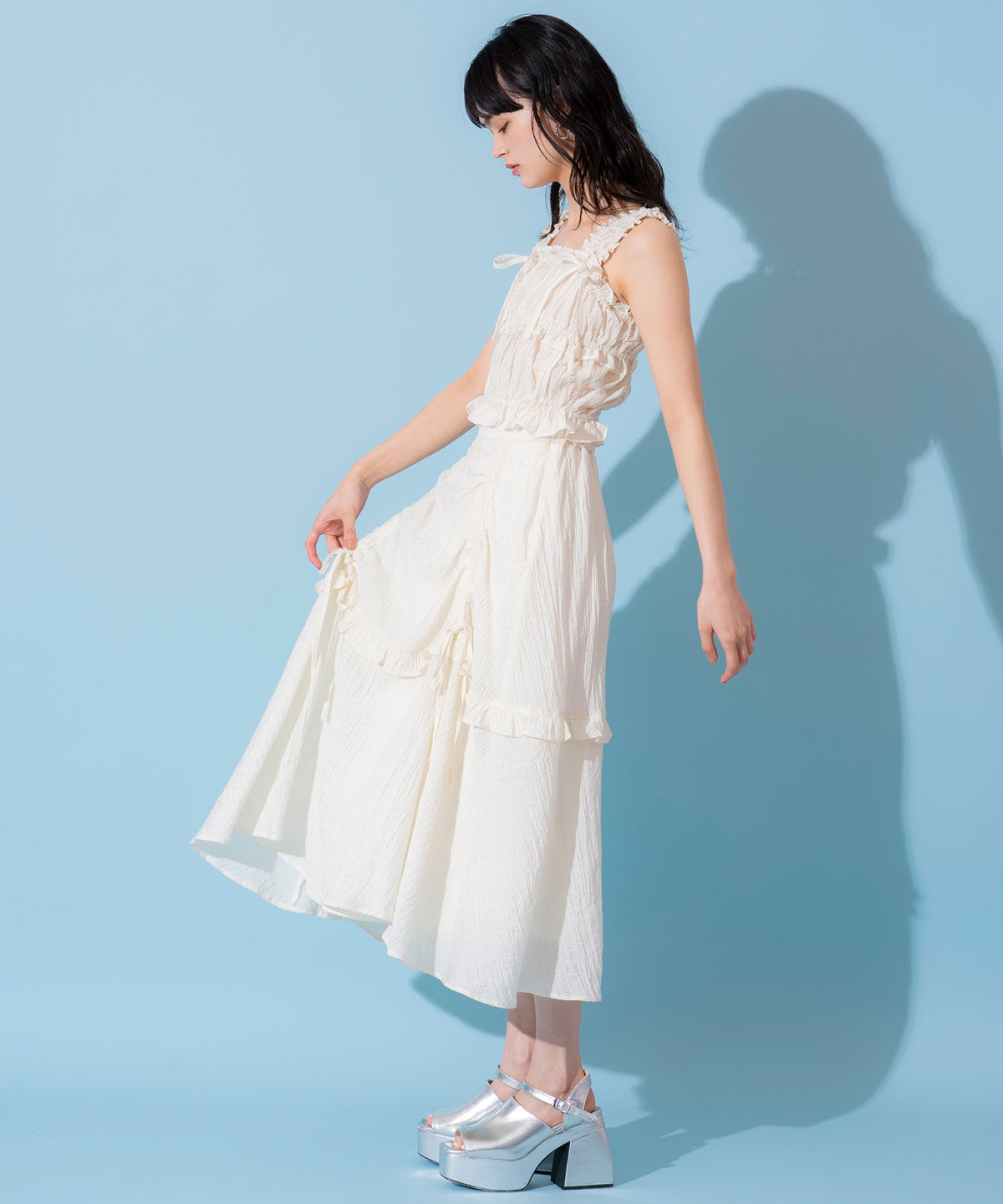 REDYAZEL「シャーリングキャミソール&times;ドロストスカートセットアップ」|ワンピース|