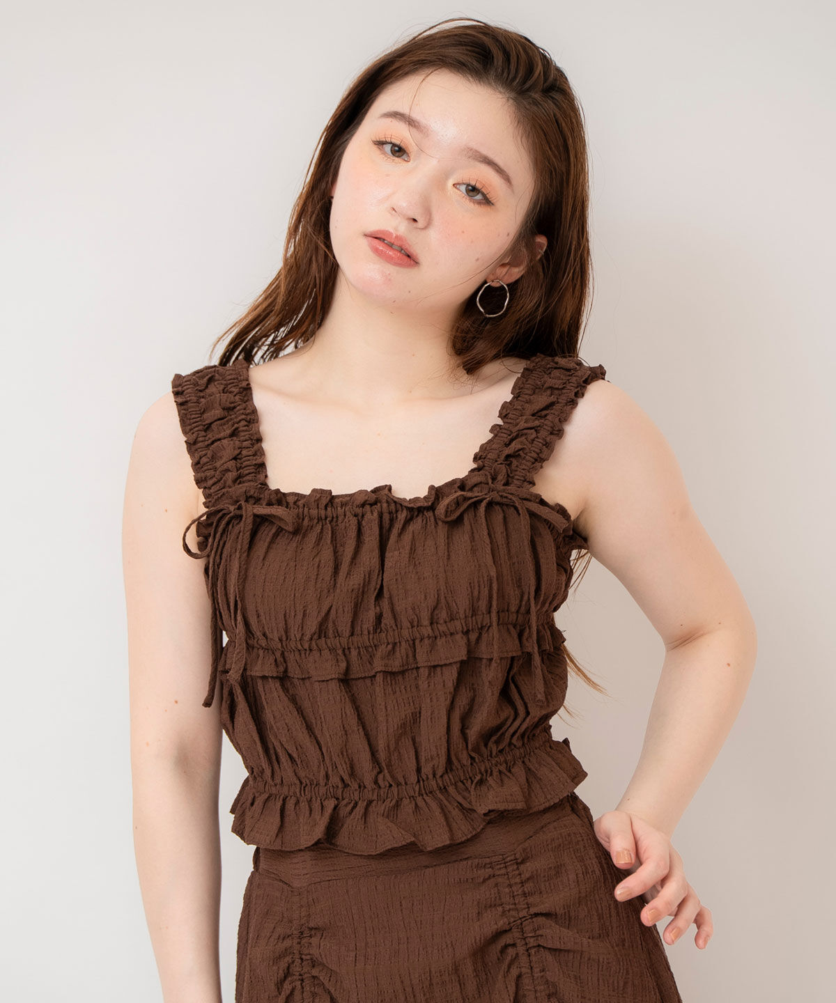 REDYAZEL「シャーリングキャミソール&times;ドロストスカートセットアップ」|ワンピース|