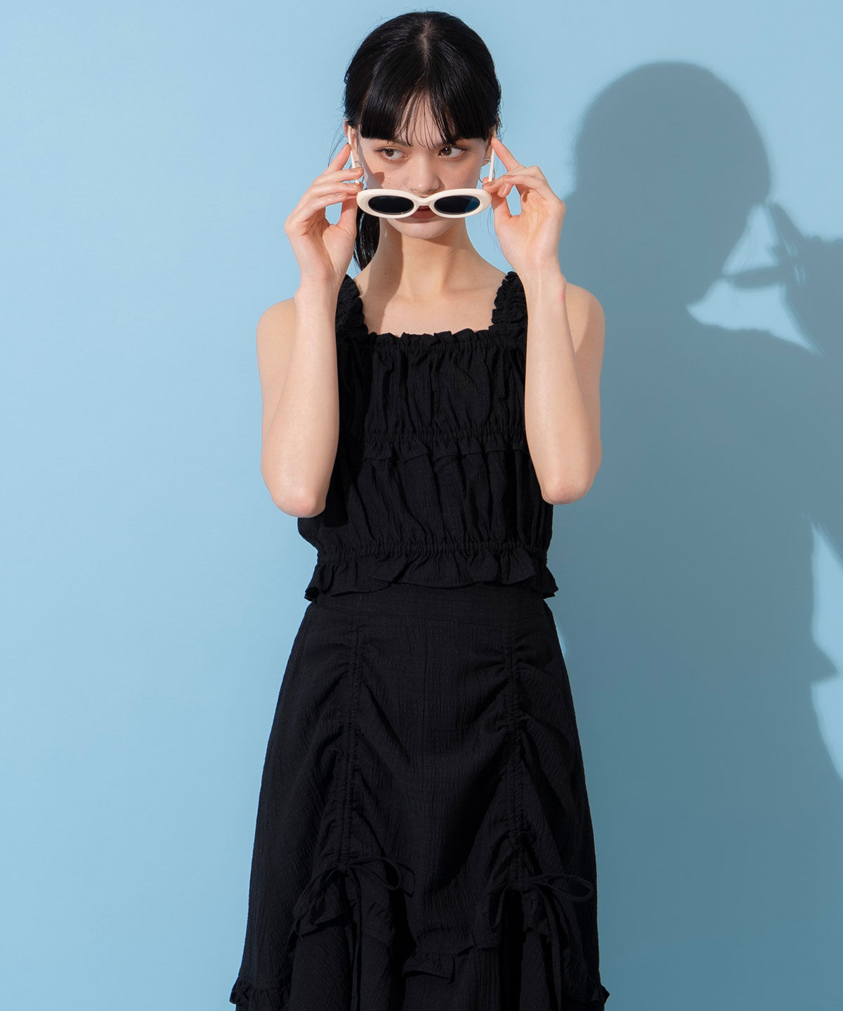 REDYAZEL「シャーリングキャミソール&times;ドロストスカートセットアップ」|ワンピース|