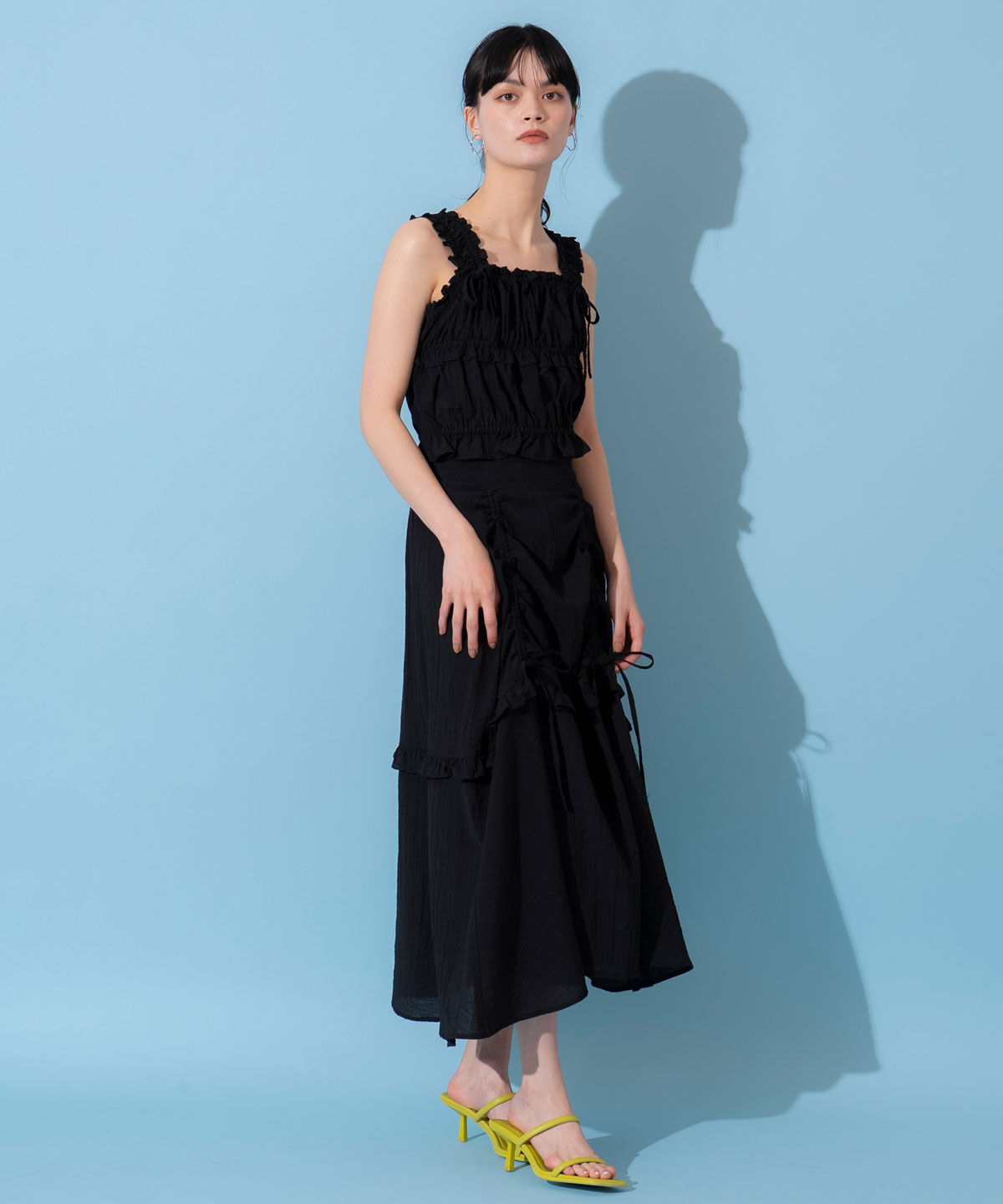 REDYAZEL「シャーリングキャミソール&times;ドロストスカートセットアップ」|ワンピース|