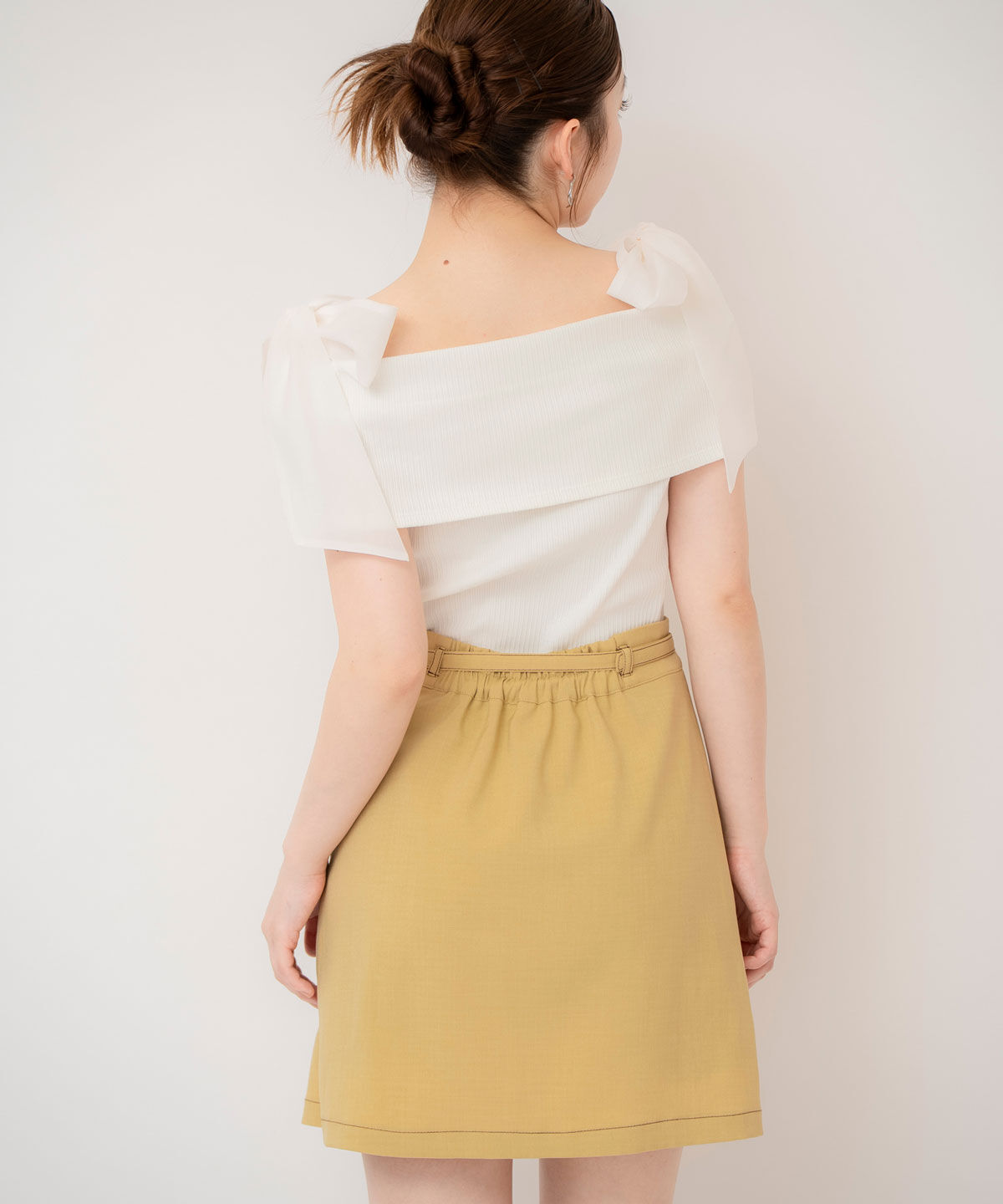 REDYAZEL「コントラストステッチミニスカート」|台形|