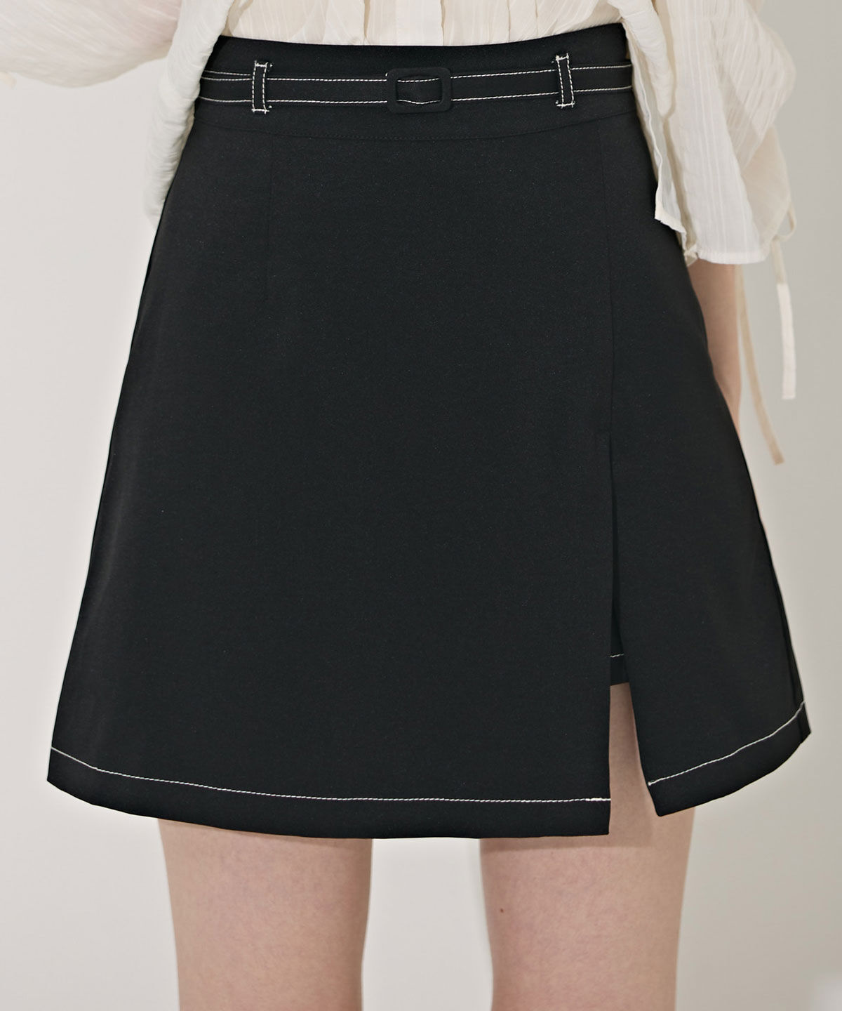 REDYAZEL「コントラストステッチミニスカート」|台形|