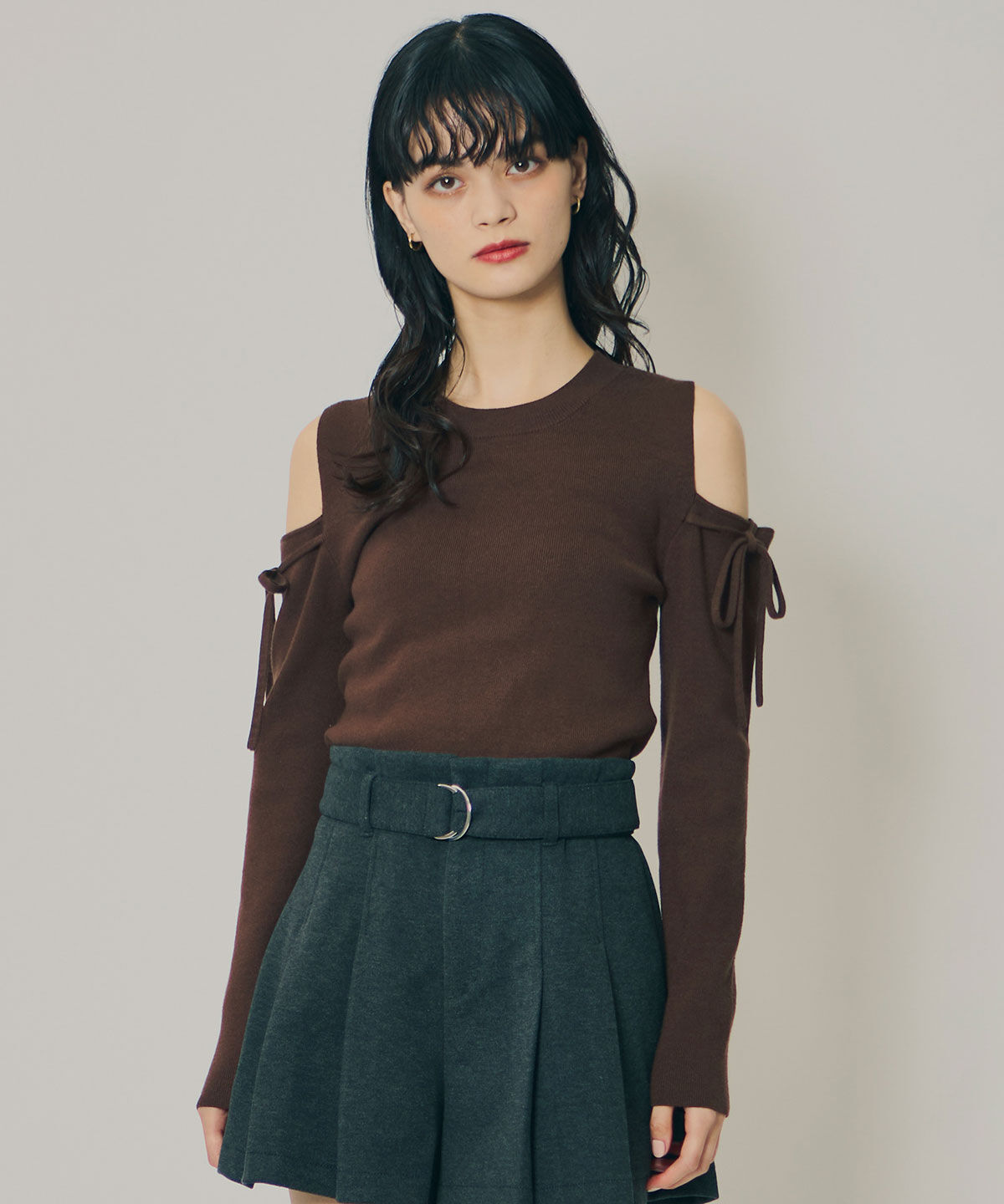 REDYAZEL「リボンオフショルダーニットトップス」|ニット・セーター|ﾀﾞｰｸﾌﾞﾗｳﾝ