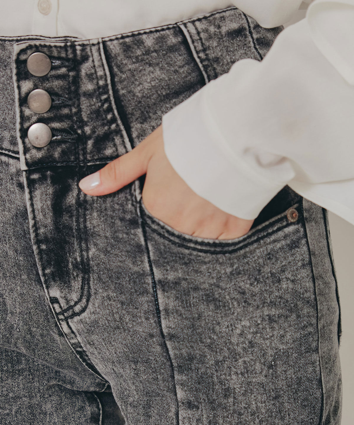 REDYAZEL「カットアウトリボンストレッチデニム」|デニム|