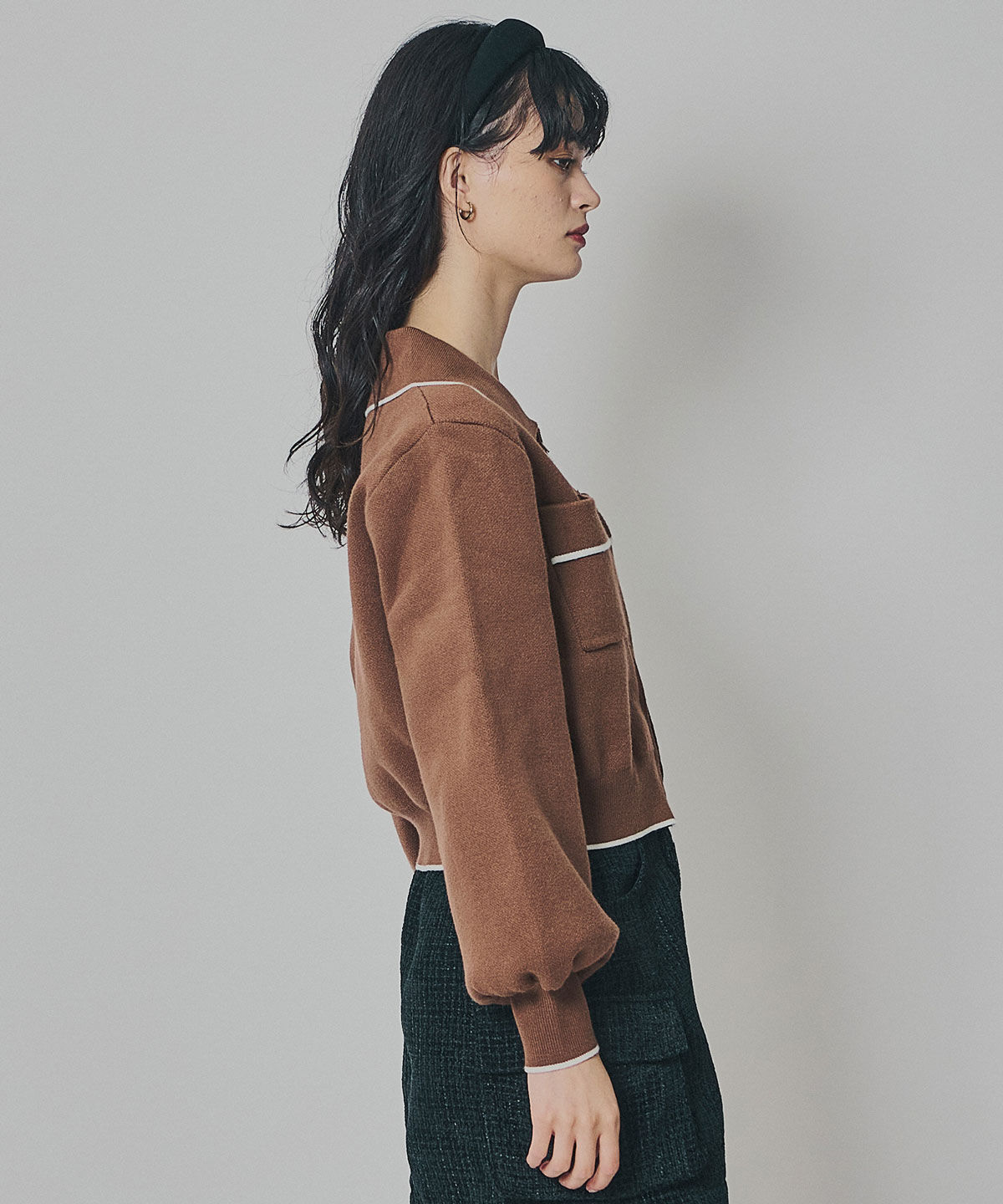 REDYAZEL「バイカラーラインZIPニットジャケット」|ニット・セーター|