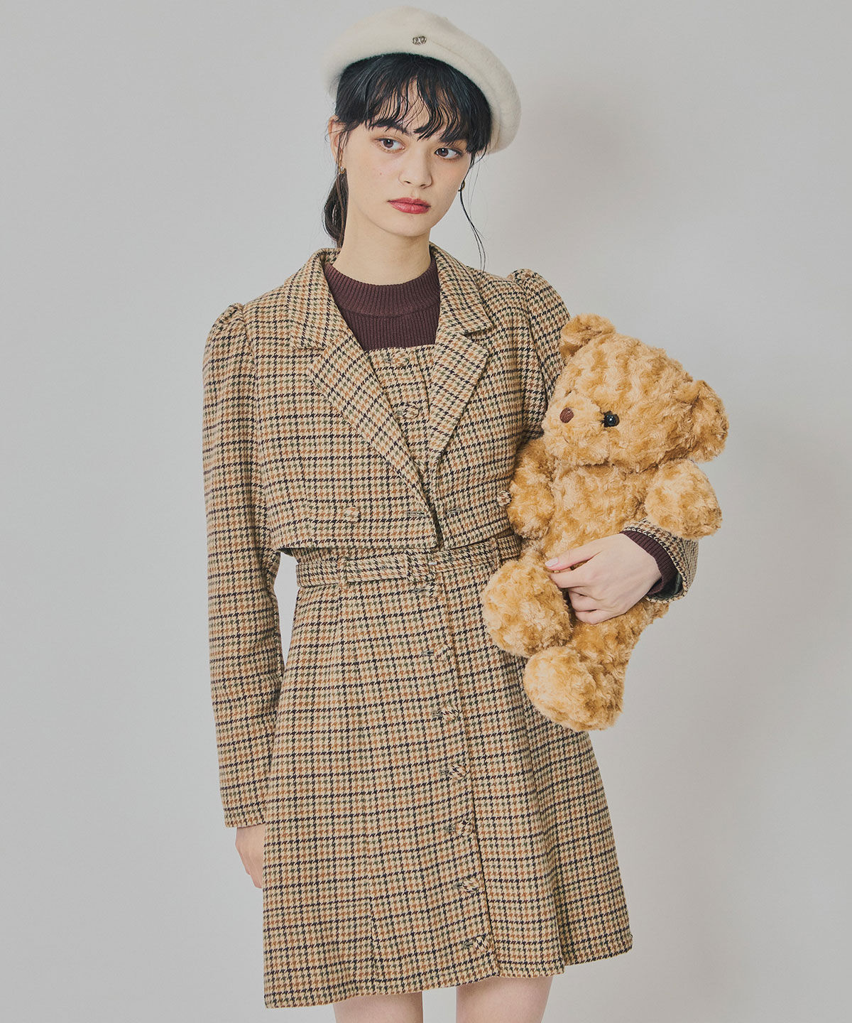 REDYAZEL「ハウンドトゥースショートジャケット&times;ミニワンピース」|ワンピース|