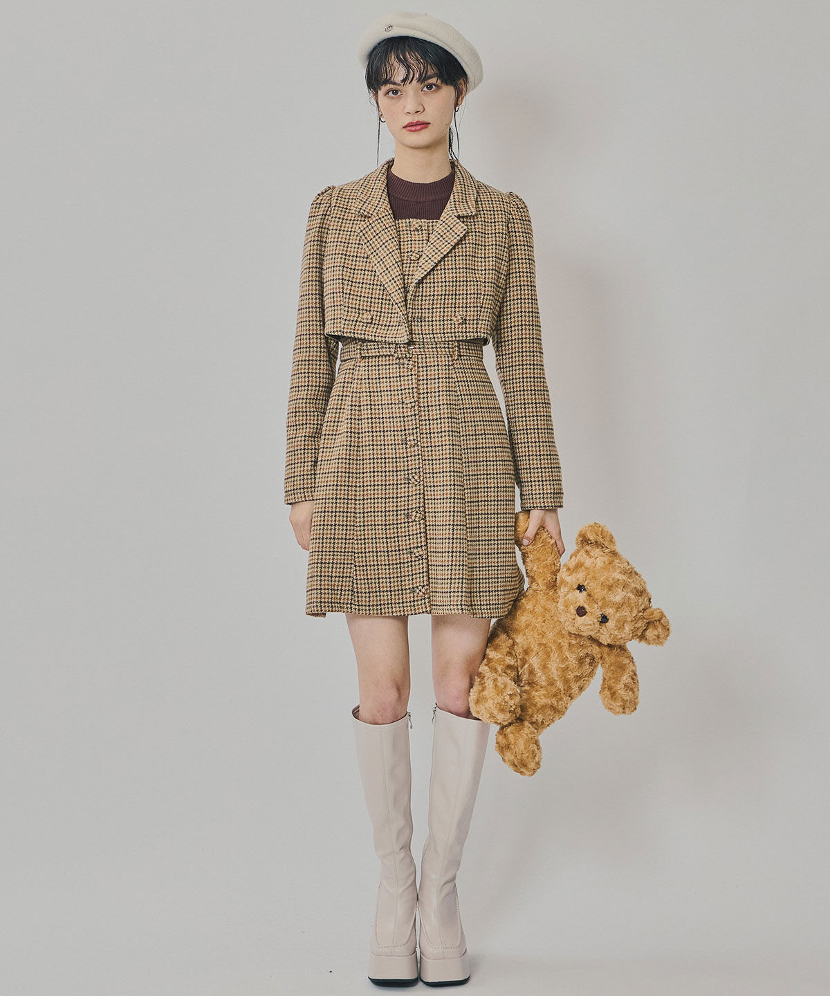 REDYAZEL「ハウンドトゥースショートジャケット&times;ミニワンピース」|ワンピース|