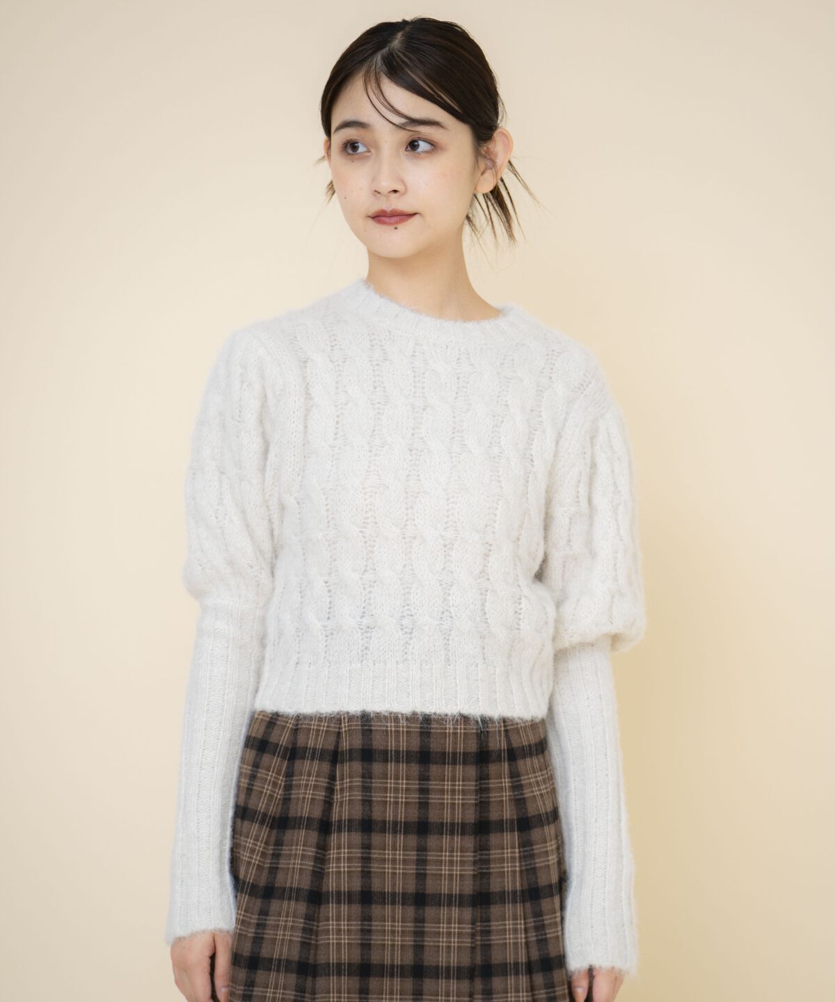 REDYAZEL「ケーブルパフスリーブニットトップス」|ニット・セーター|