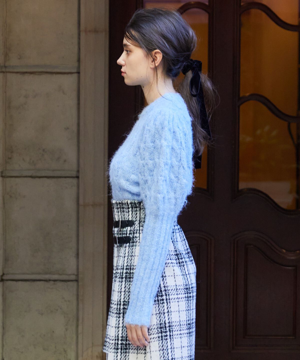 REDYAZEL「ケーブルパフスリーブニットトップス」|ニット・セーター|