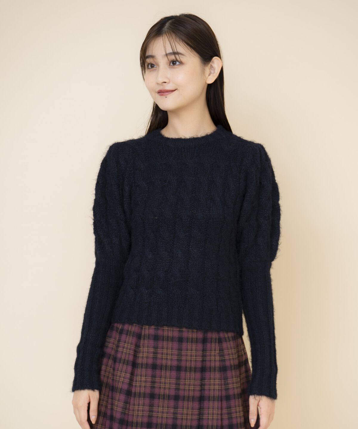 REDYAZEL「ケーブルパフスリーブニットトップス」|ニット・セーター|