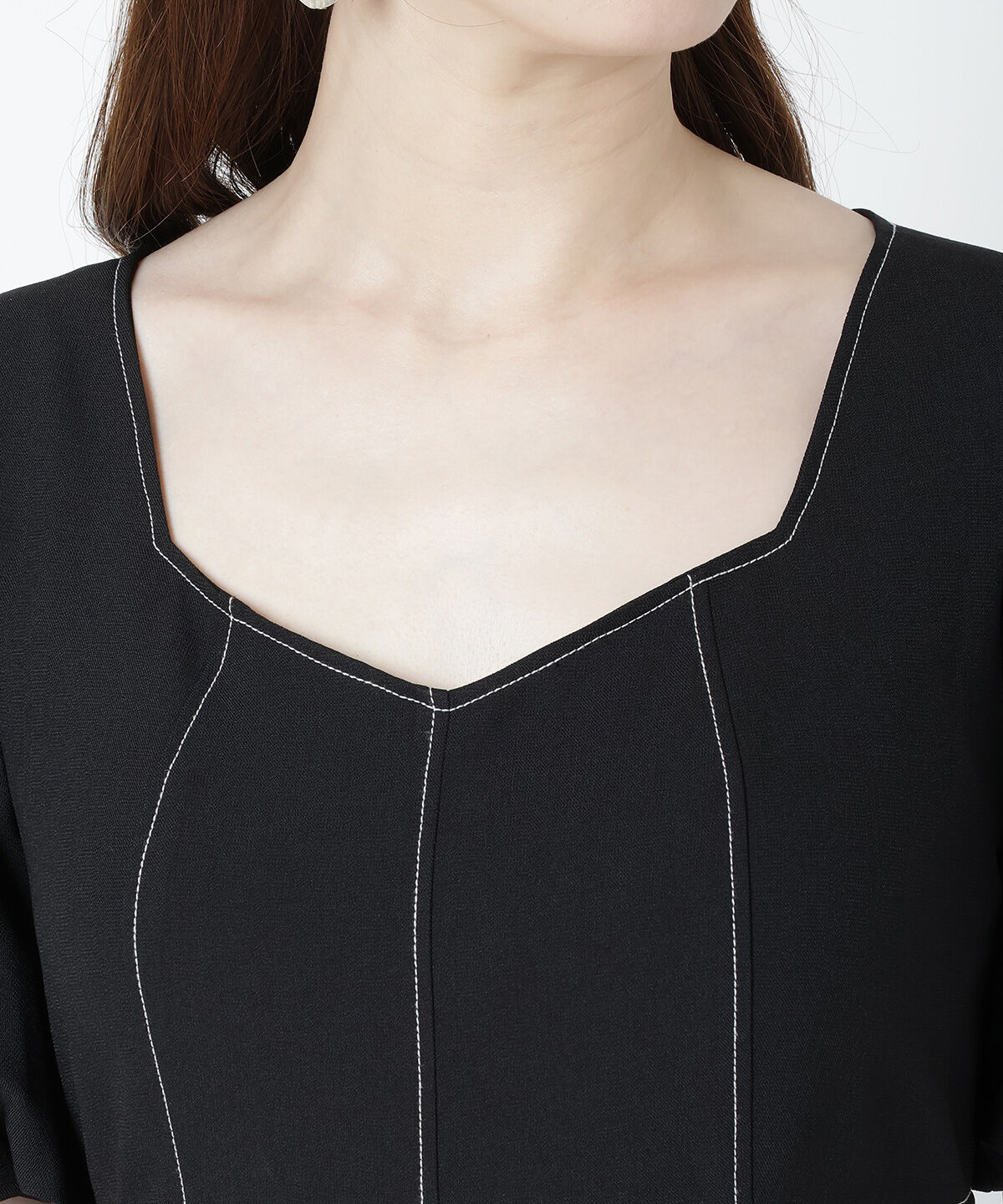 WILLSELECTION「配色ステッチボリューム袖ワンピース」|ワンピース|